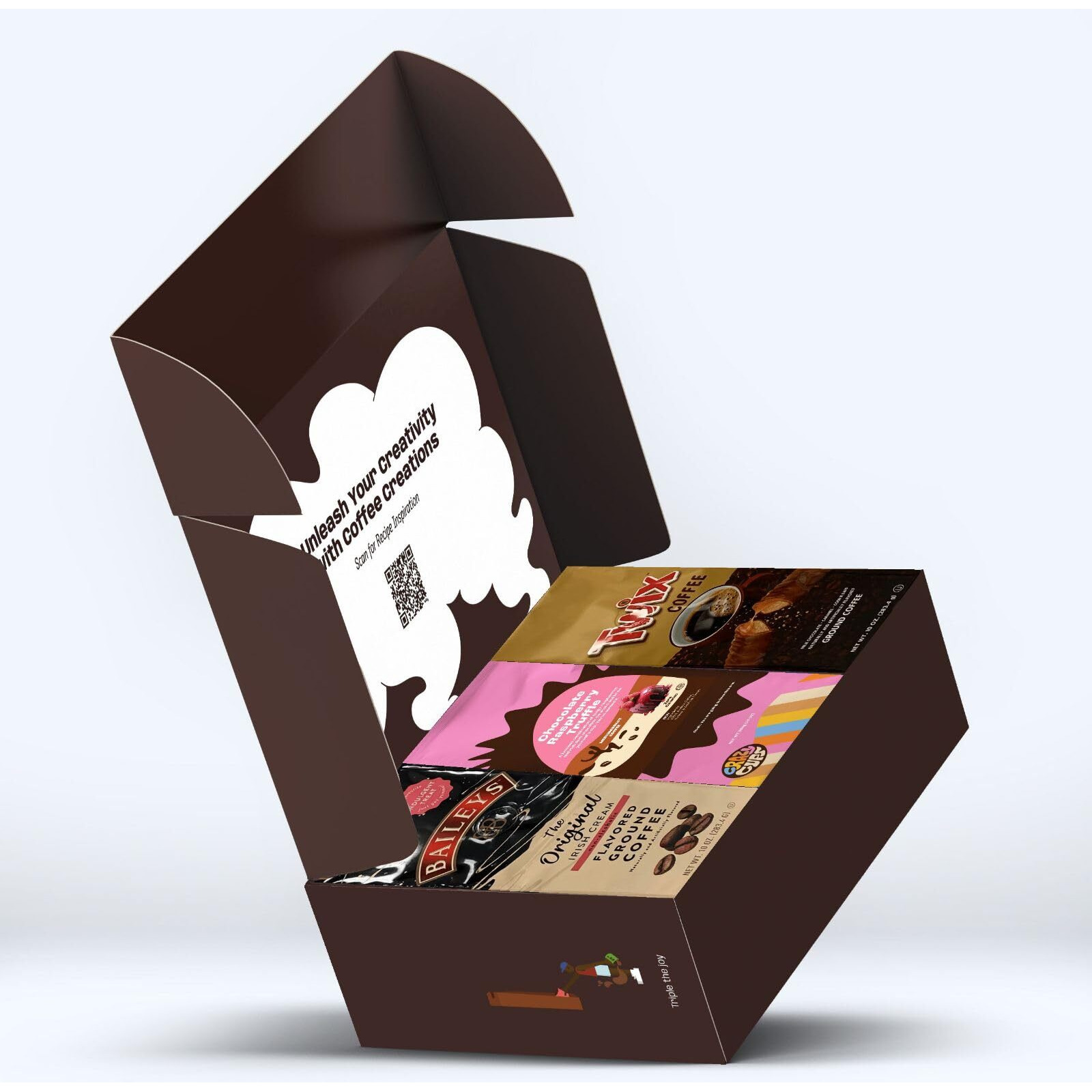 Perfect Samplers Flavored Ground Coffee Gift Box Variety Pack, Twix, Baileys Original, Chocolate Raspberry Coffee, Medium Roast Ground Coffee Sampler, 3 Pack