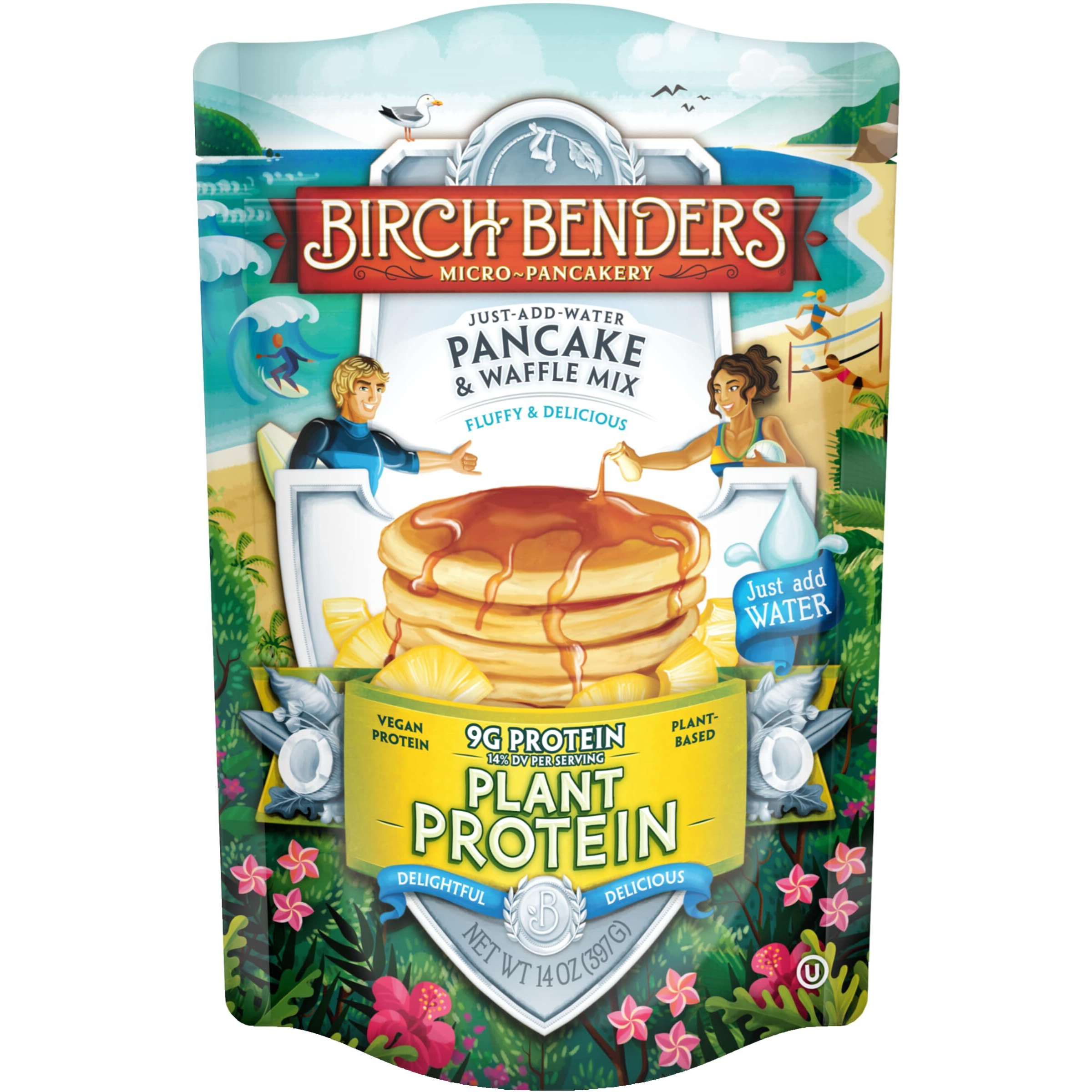 Birch Benders Plant Protein Pancake & Waffle Mix, Vegan, 9G Plant-Based Protein, Just Add Water, 14 Oz (Pack Of 6)
