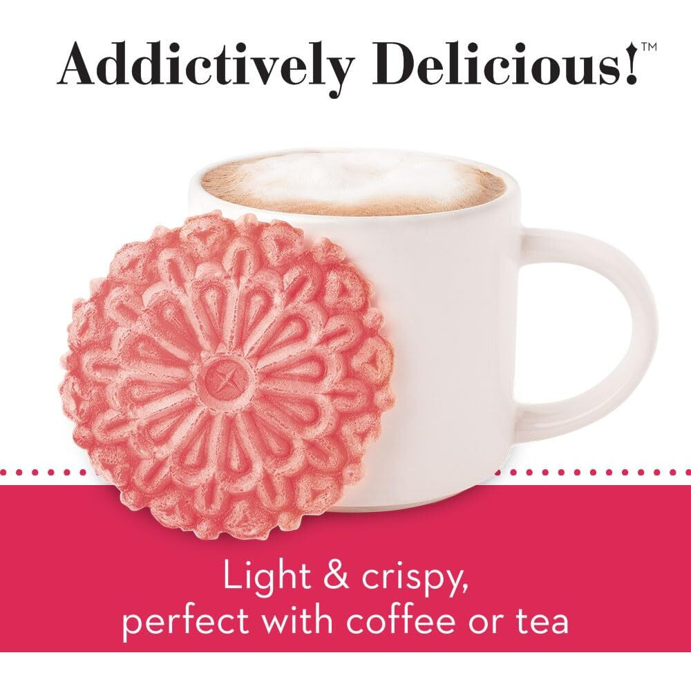 Reko Pizzelle Authentic Italian Style Waffle Cookie, Strawberry, 7 Ounce (Pack Of 12)