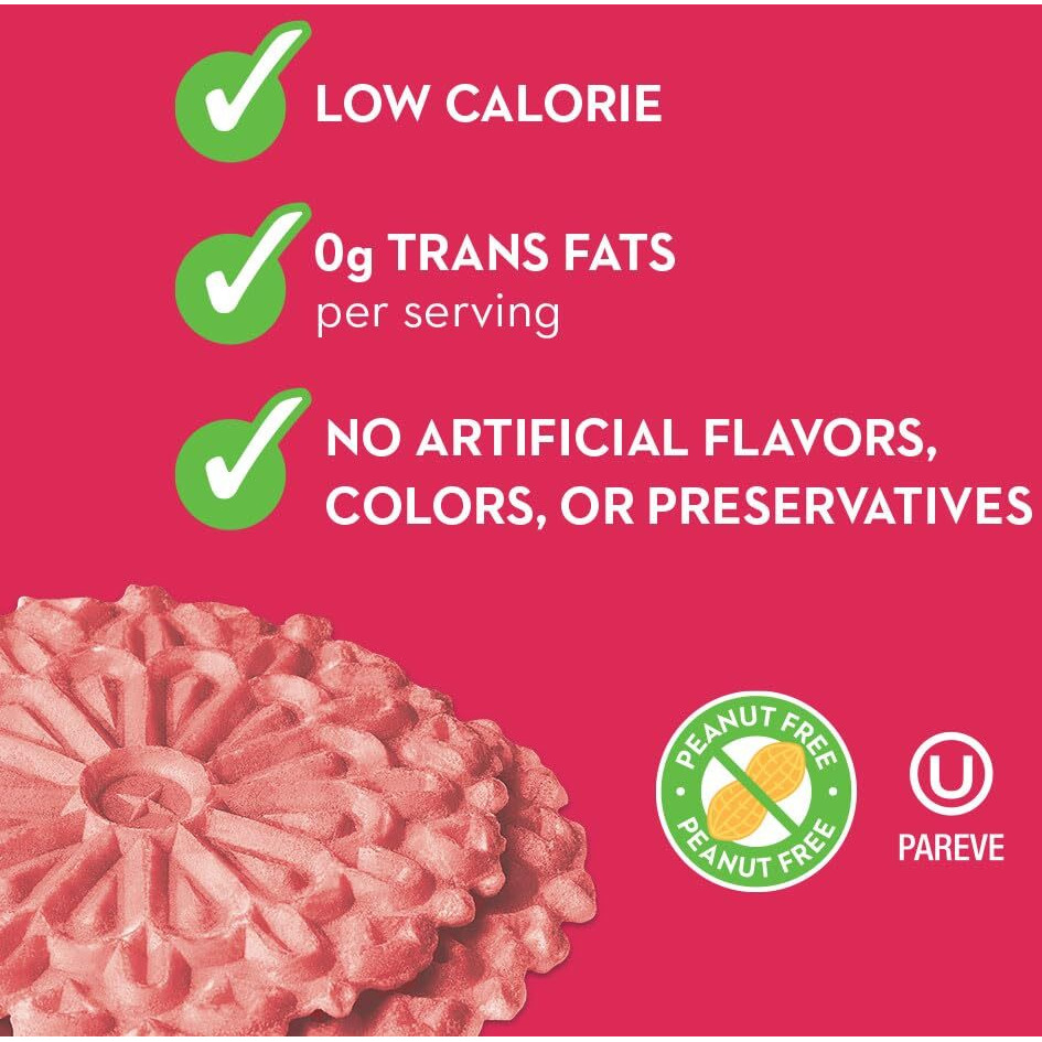 Reko Pizzelle Authentic Italian Style Waffle Cookie, Strawberry, 7 Ounce (Pack Of 12)