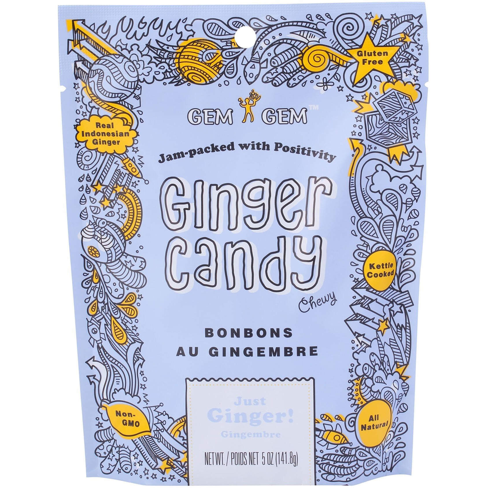 Gem Gem Ginger Candy Chewy Ginger Chews (Original, 5.0Oz, Pack Of 3)
