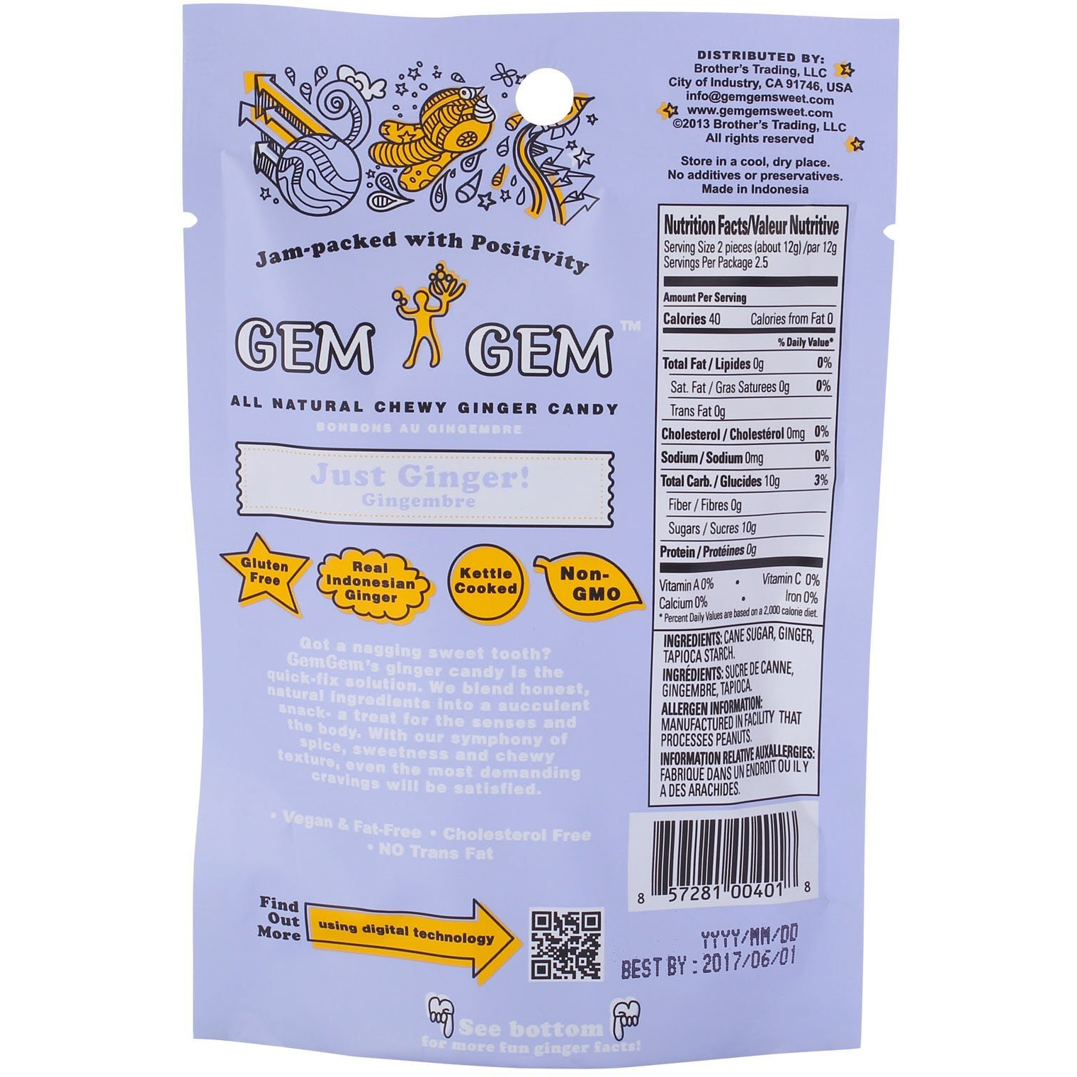 Gem Gem Ginger Candy Chewy Ginger Chews (Original, 5.0Oz, Pack Of 3)