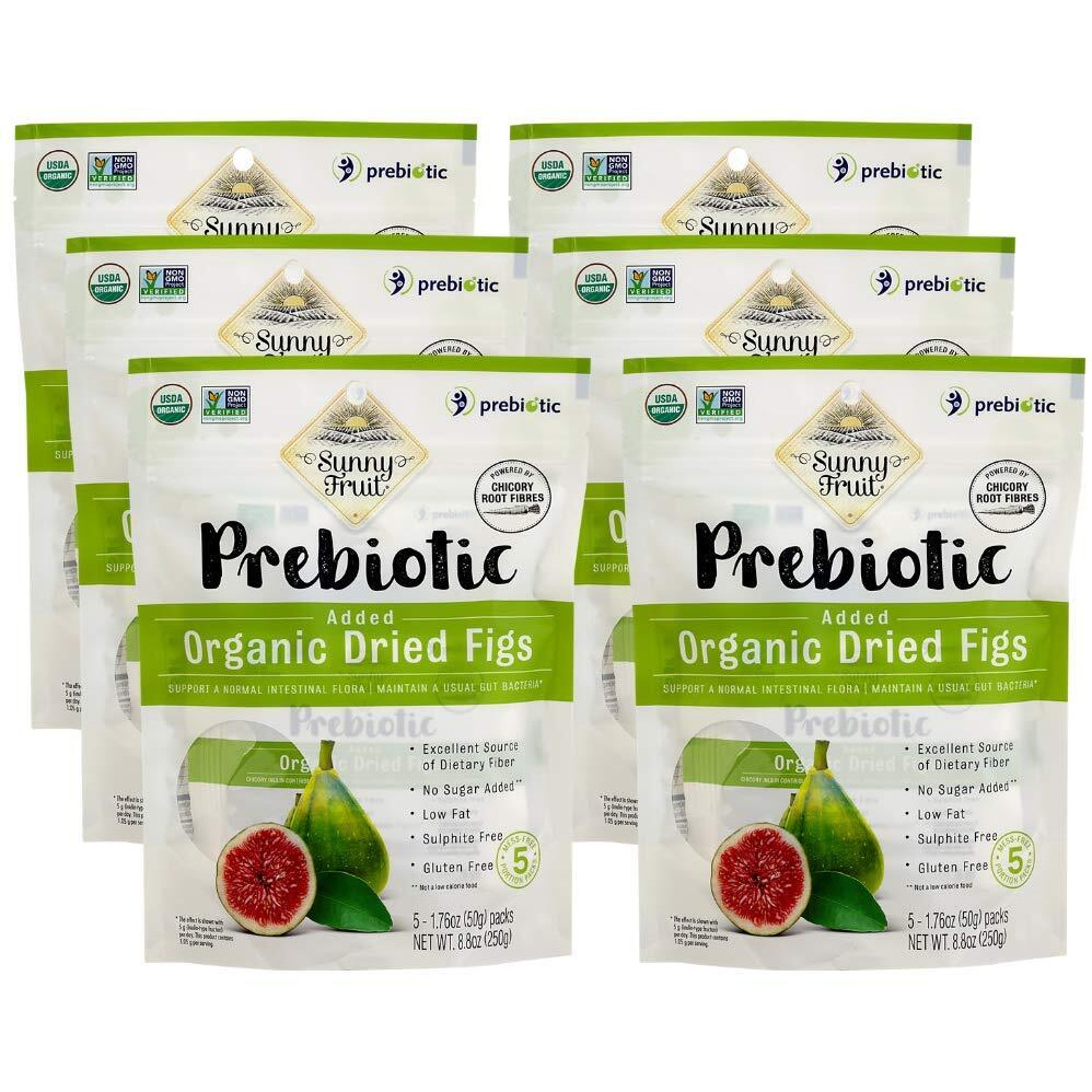Organic Prebiotic Dried Figs - Sunny Fruit - (6 Bags) - (5) 1.76Oz Portion Packs Per Bag | Purely Figs - No Added Sugars, Sulfurs Or Preservatives | Non-Gmo, Vegan & Kosher