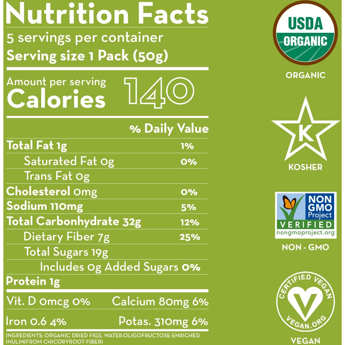 Organic Prebiotic Dried Figs - Sunny Fruit - (6 Bags) - (5) 1.76Oz Portion Packs Per Bag | Purely Figs - No Added Sugars, Sulfurs Or Preservatives | Non-Gmo, Vegan & Kosher