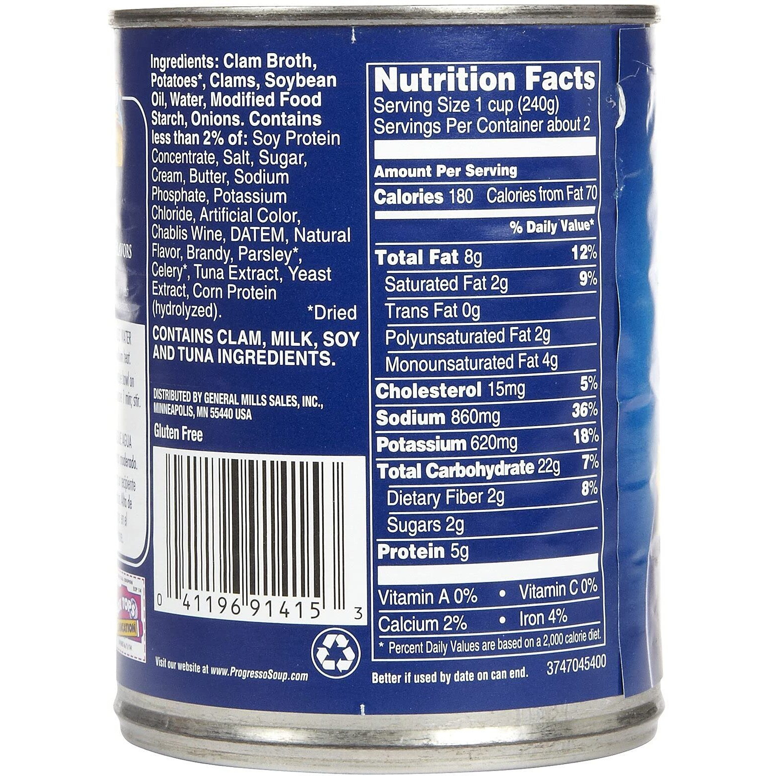 Progresso, Rich & Hearty Soup, Gluten Free, New England Clam Chowder, 18.5Oz Can (Pack Of 6)