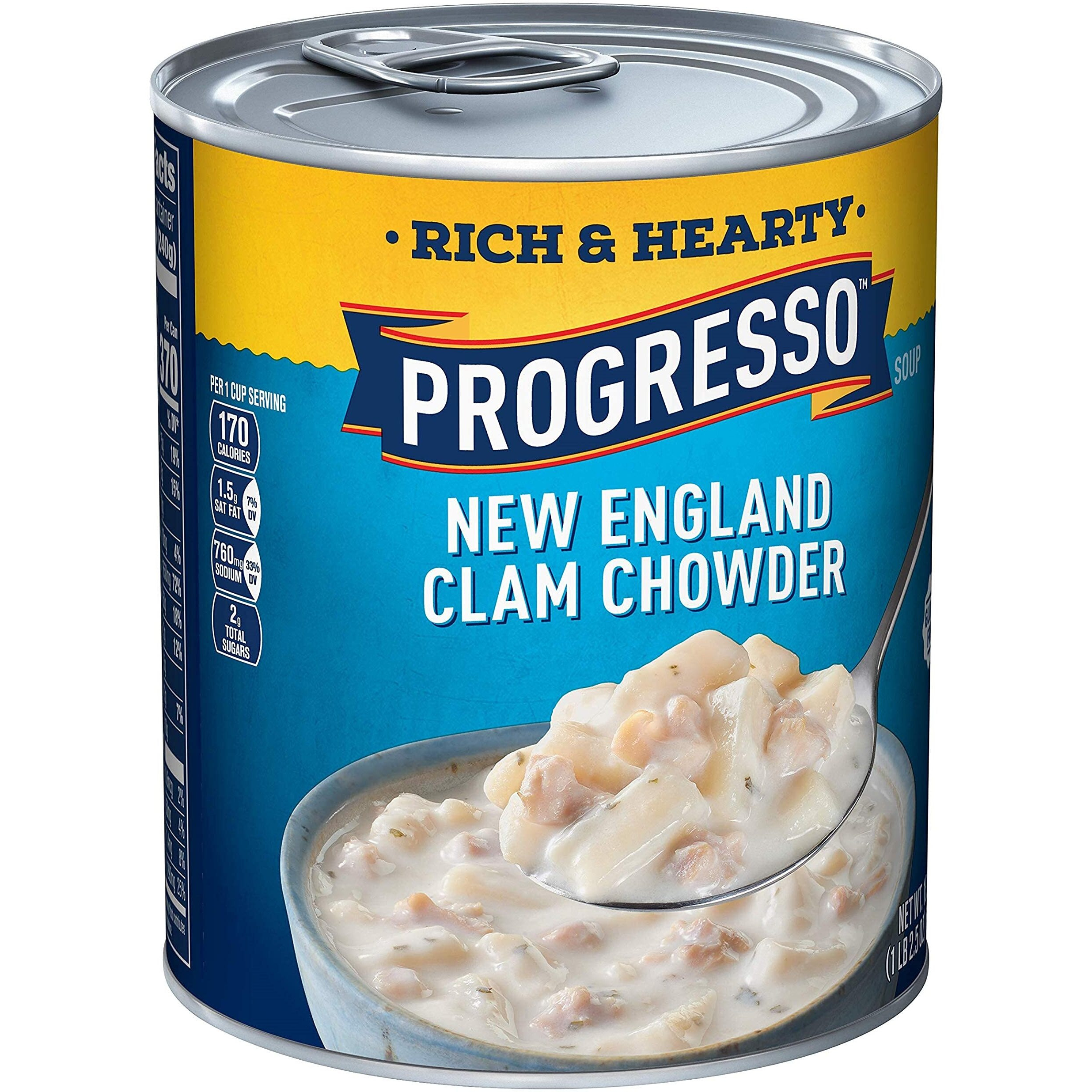 Progresso, Rich & Hearty Soup, Gluten Free, New England Clam Chowder, 18.5Oz Can (Pack Of 6)
