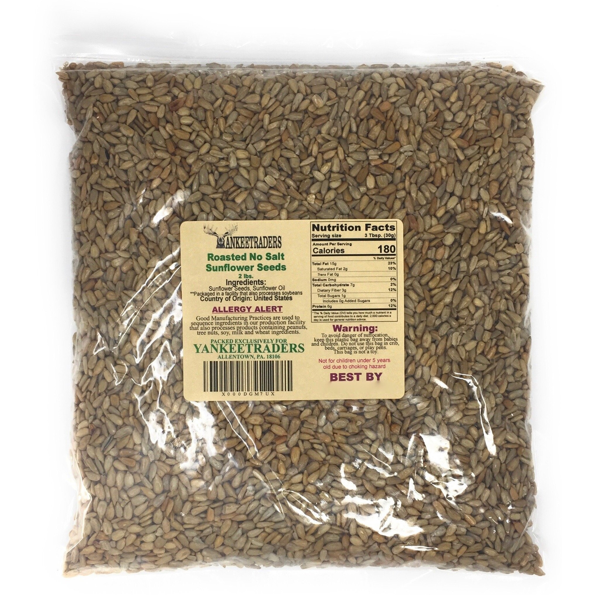 Yankeetraders Sunflower Seeds, No Salt, Roasted, 2 Pounds