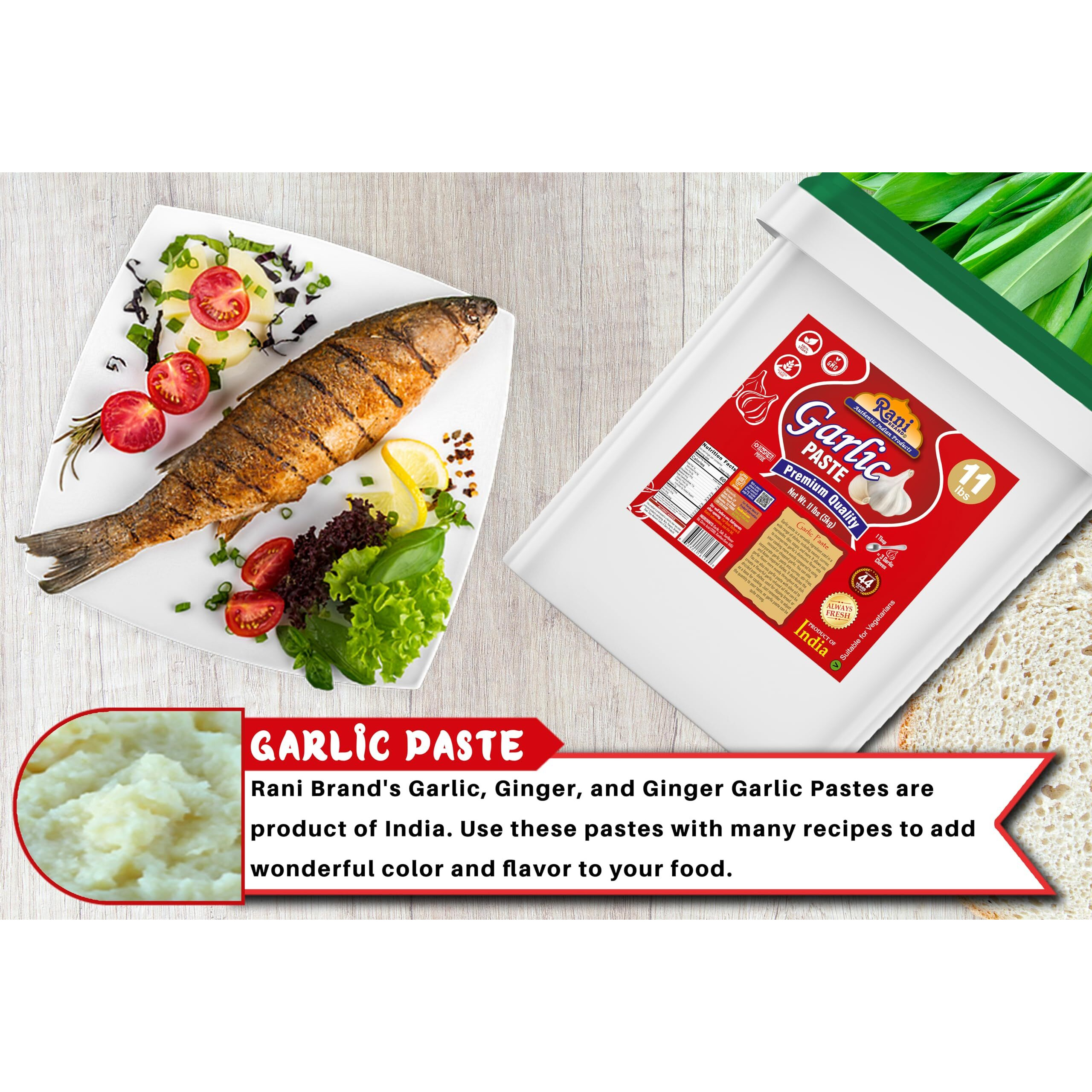 Rani Garlic Cooking Paste 176Oz (11Lbs) 5Kg Bulk ~ Vegan | Gluten Free | Non-Gmo | Kosher | No Colors | Indian Origin
