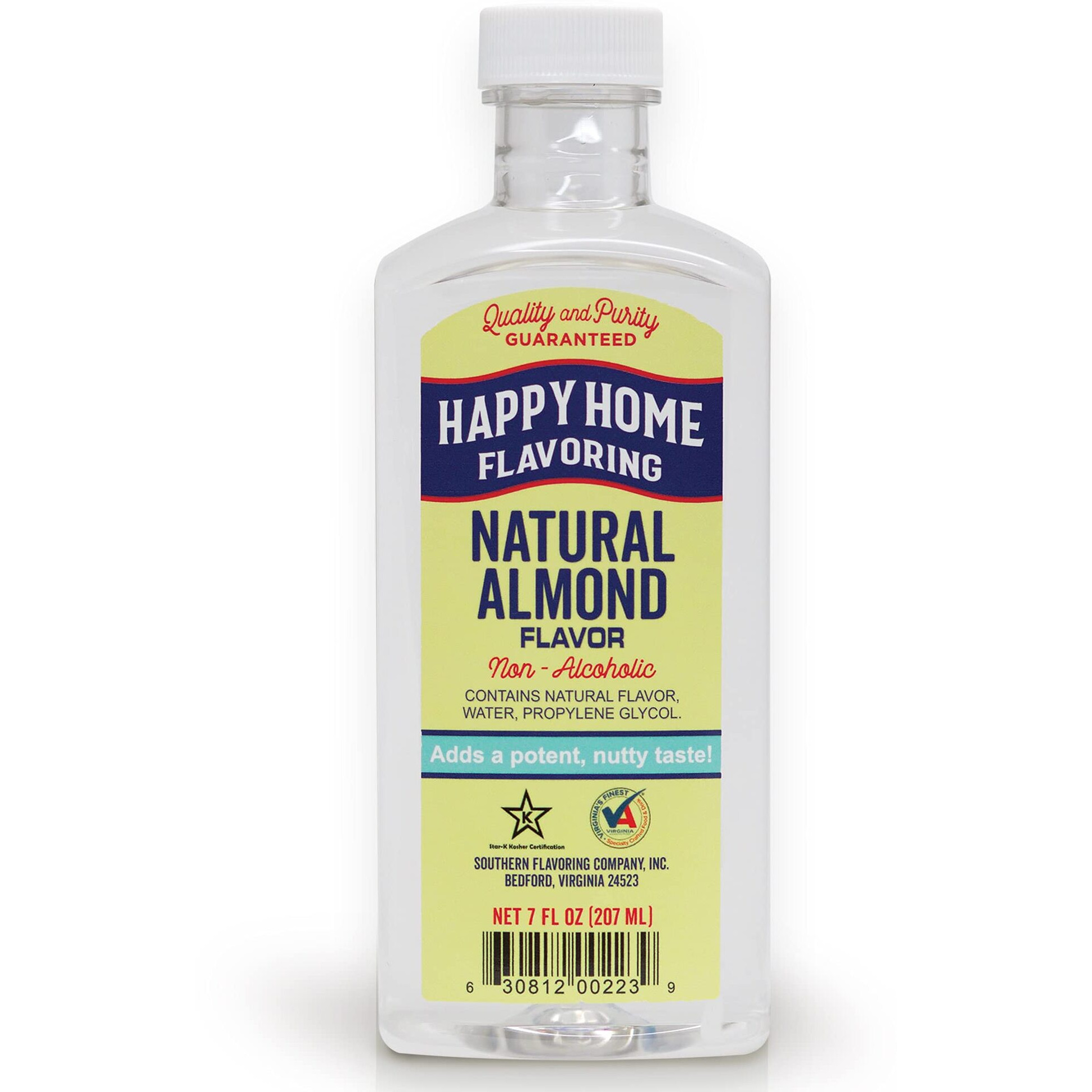Happy Home Natural Almond Flavoring, Non-Alcoholic, Certified Kosher, 7 Oz.