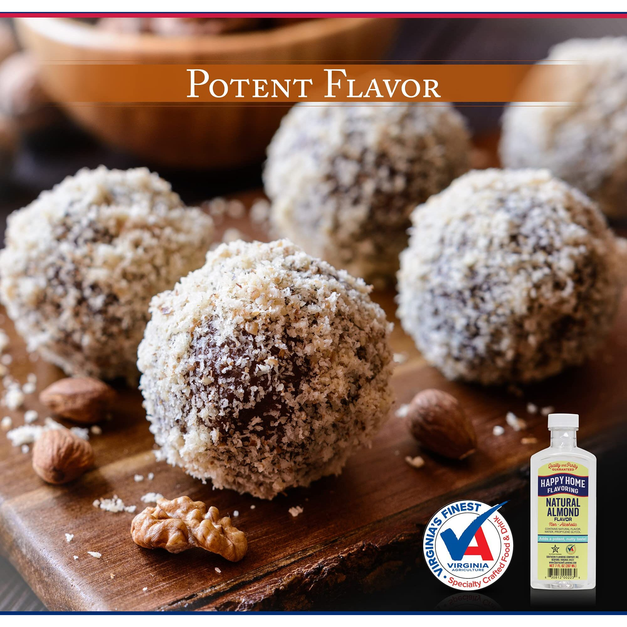 Happy Home Natural Almond Flavoring, Non-Alcoholic, Certified Kosher, 7 Oz.