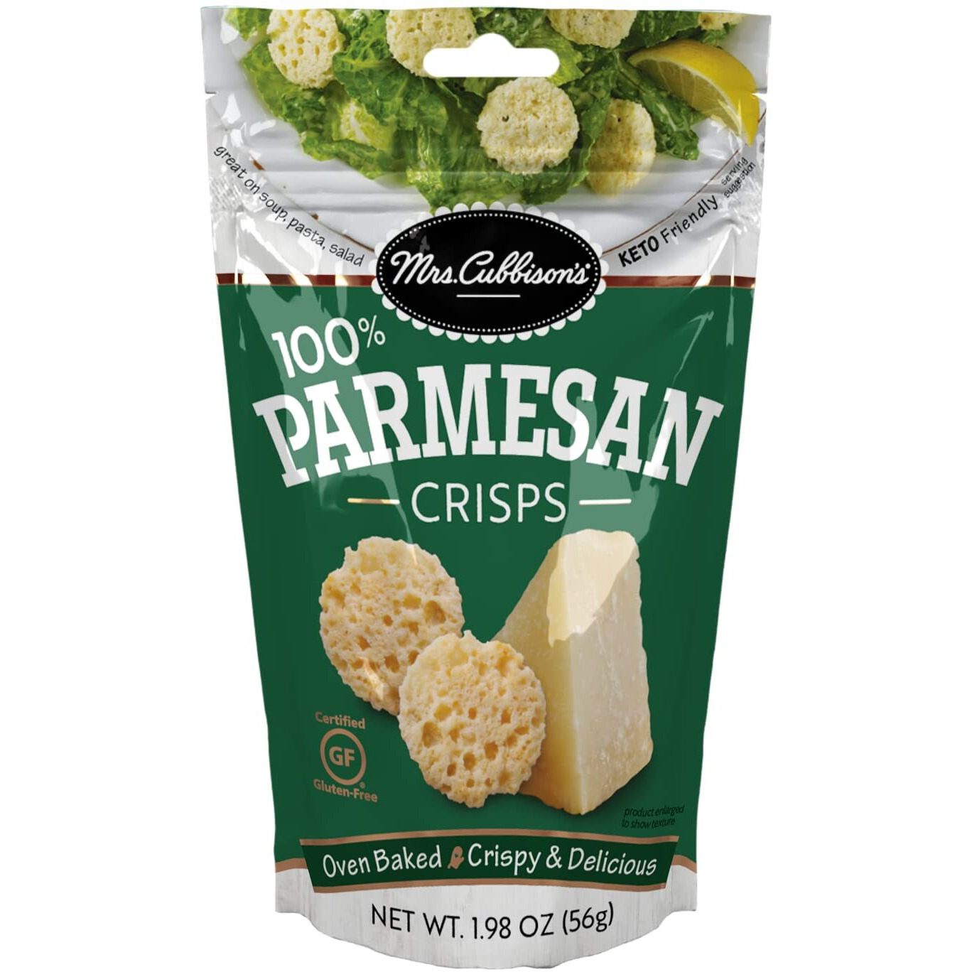 Mrs. Cubbison's Cheese Crisps - 100% Real Cheese, Keto Friendly, Great For Snacking And Salad Topper - Parmesan Flavor, 1.98 Ounce (Pack Of 9)