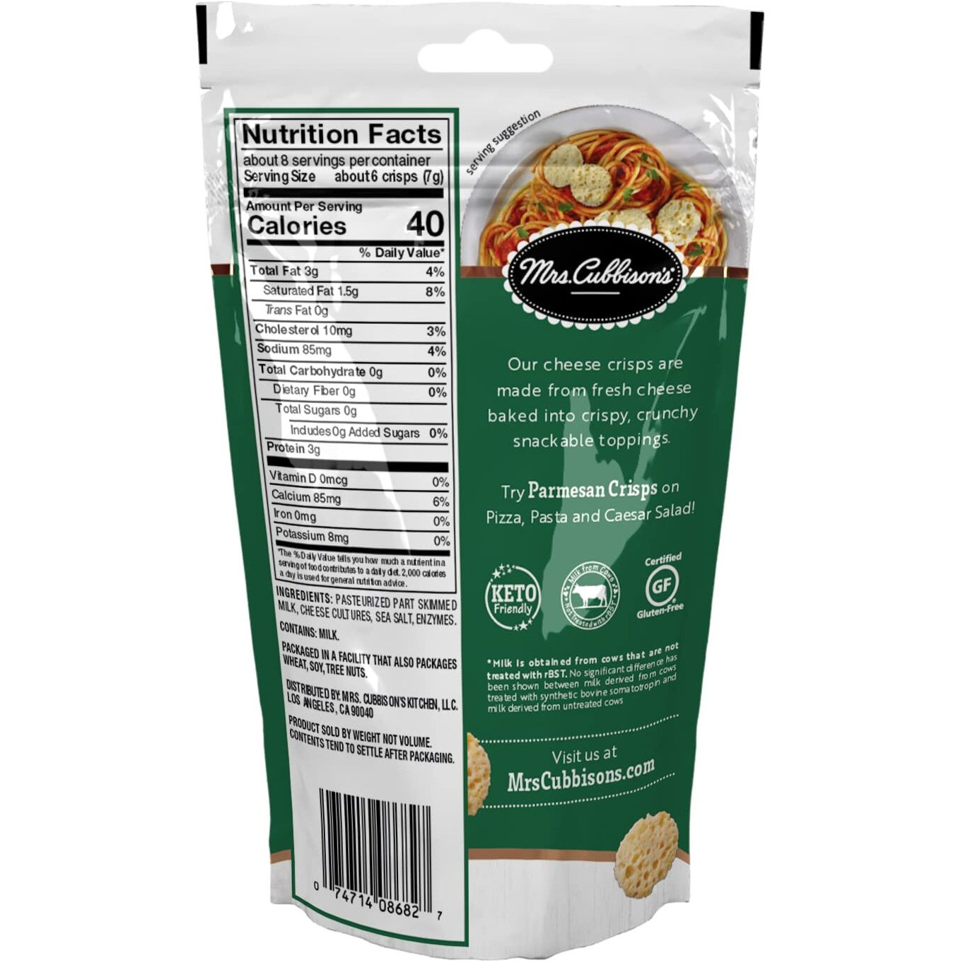 Mrs. Cubbison's Cheese Crisps - 100% Real Cheese, Keto Friendly, Great For Snacking And Salad Topper - Parmesan Flavor, 1.98 Ounce (Pack Of 9)