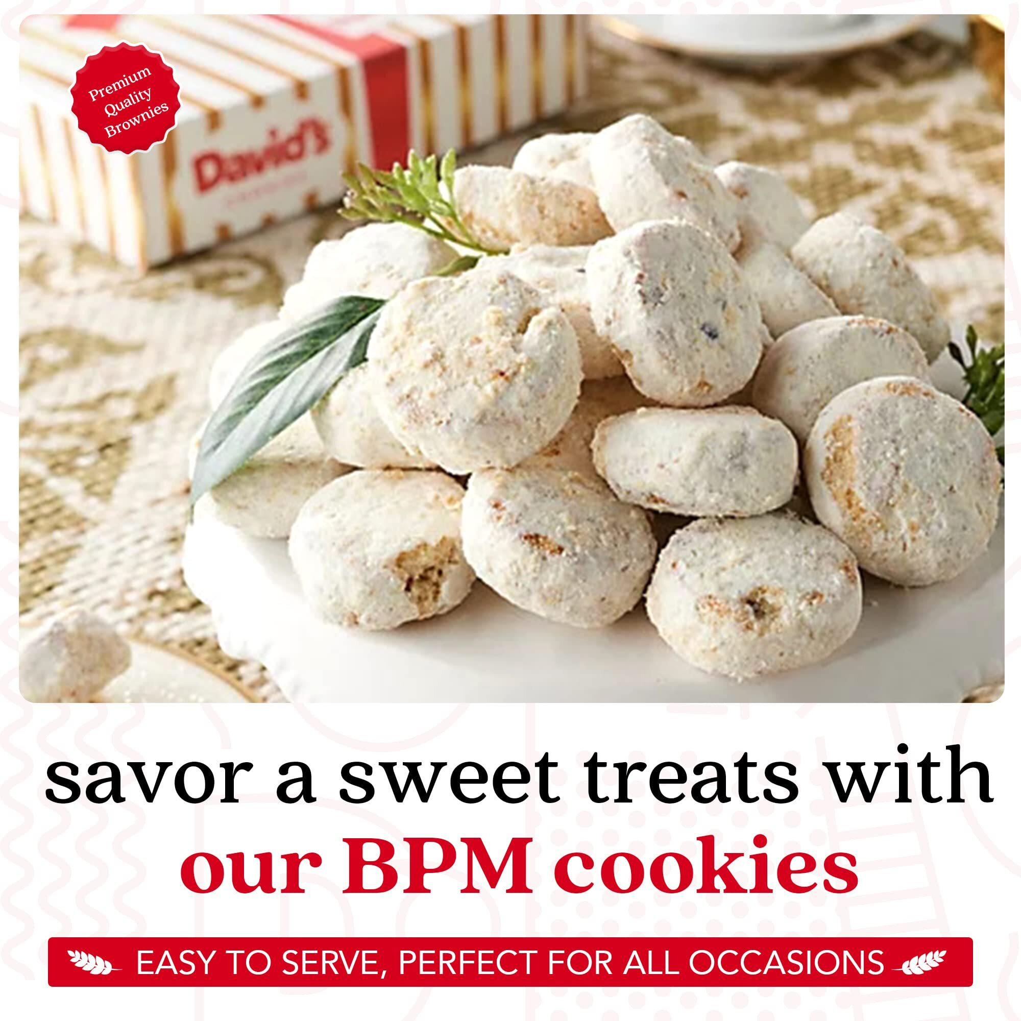 David's Cookies Gourmet Butter Pecan Meltaway Singles - Gourmet Cookie Snacks With Crunchy Pecans And Powdered Sugar - Pure Creamy Butter Recipe - Delicious Heavenly Flavors Food Gift (6 Oz)