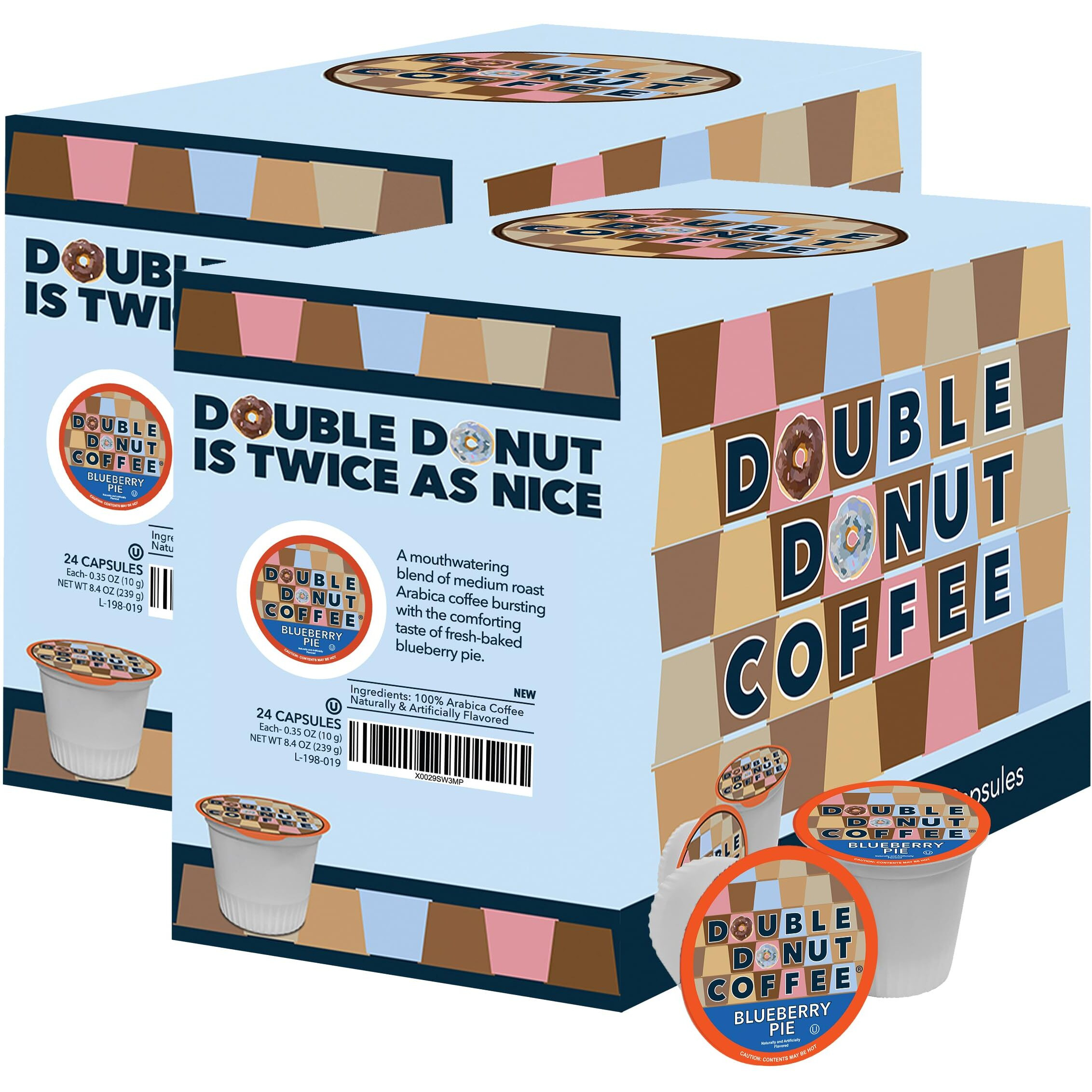 Blueberry Coffee In Single Serve Pods, Flavored Hot Or Iced Coffee For The Keurig K Cups Coffee Brewer, From Double Donut,48 Cups