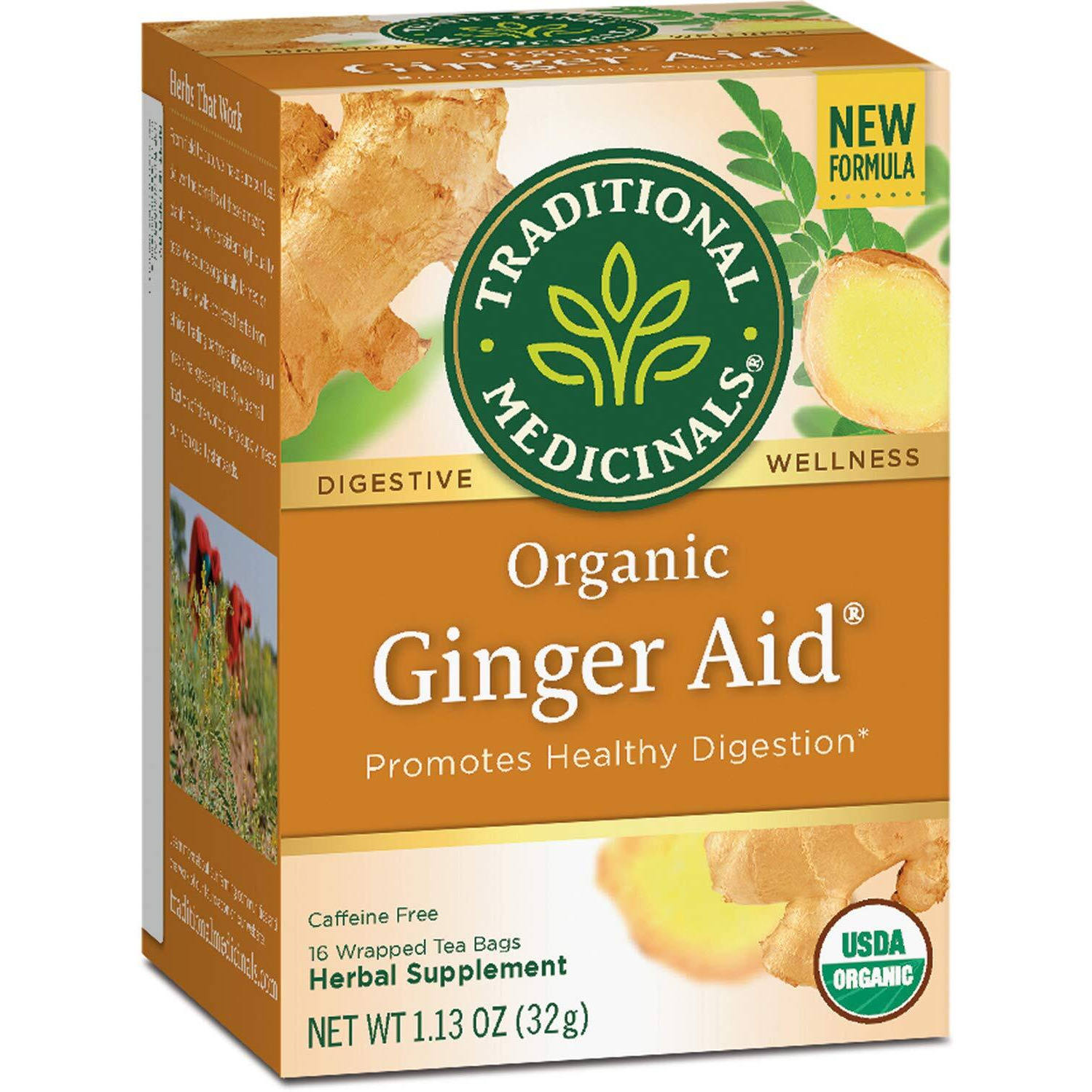 Traditional Medicinals Tea, Organic Ginger Aid, Promotes Healthy Digestion, 16 Tea Bags