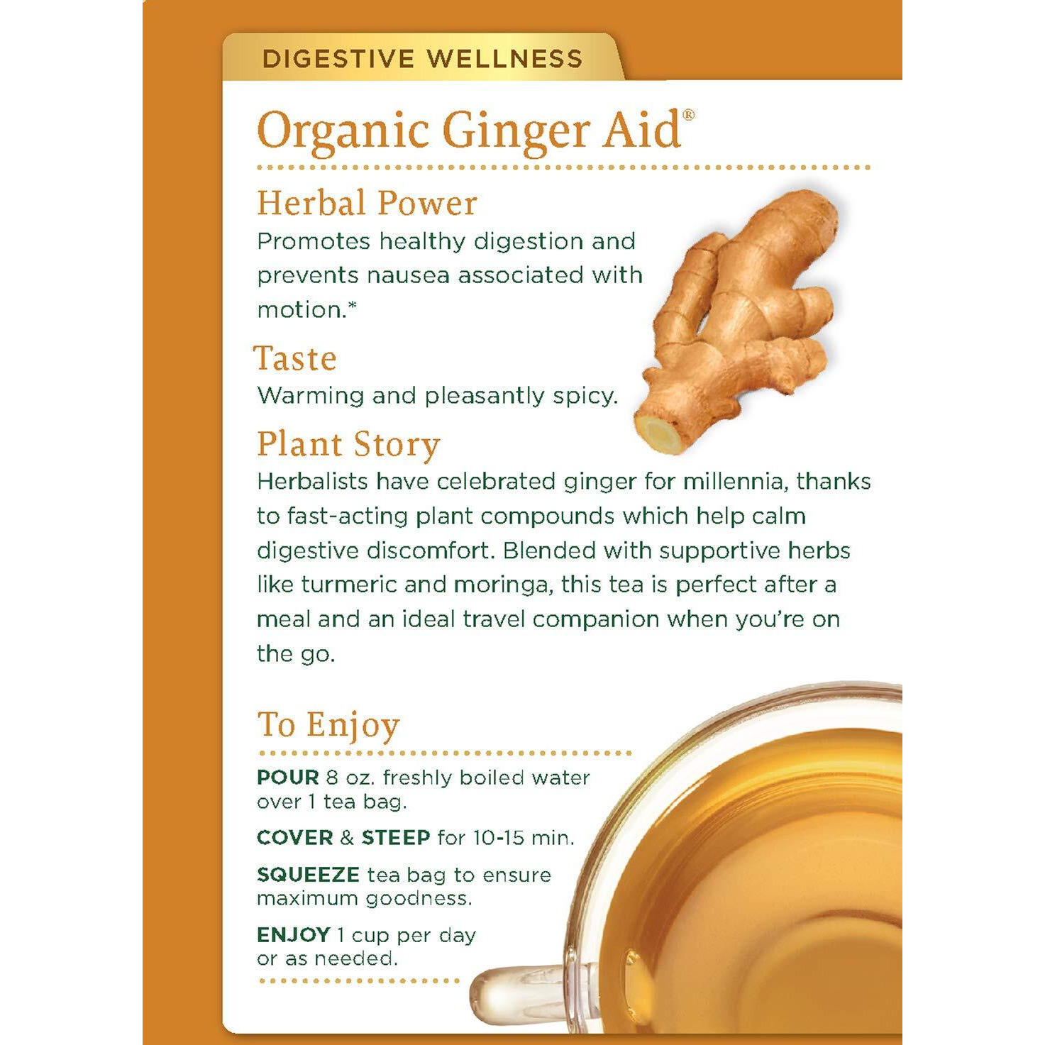 Traditional Medicinals Tea, Organic Ginger Aid, Promotes Healthy Digestion, 16 Tea Bags