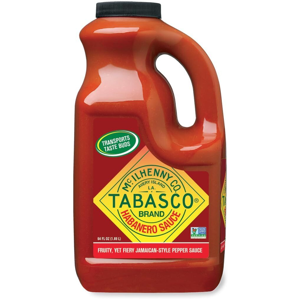 Tabasco Brand Habanero Sauce, Spicy & Fruity Habanero Hot Sauce, Bulk Plastic Jug, Jamaican-Style, Perfect For Large Recipes, Great On Jerk Chicken, Shrimp Kabobs, & More, 64 Fl Oz (Pack Of 1)