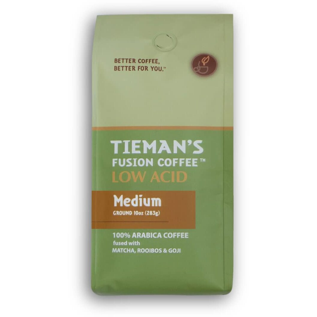 Tieman's Fusion Coffee, Low Acid Medium Roast, Ground, 10-Ounce Bag