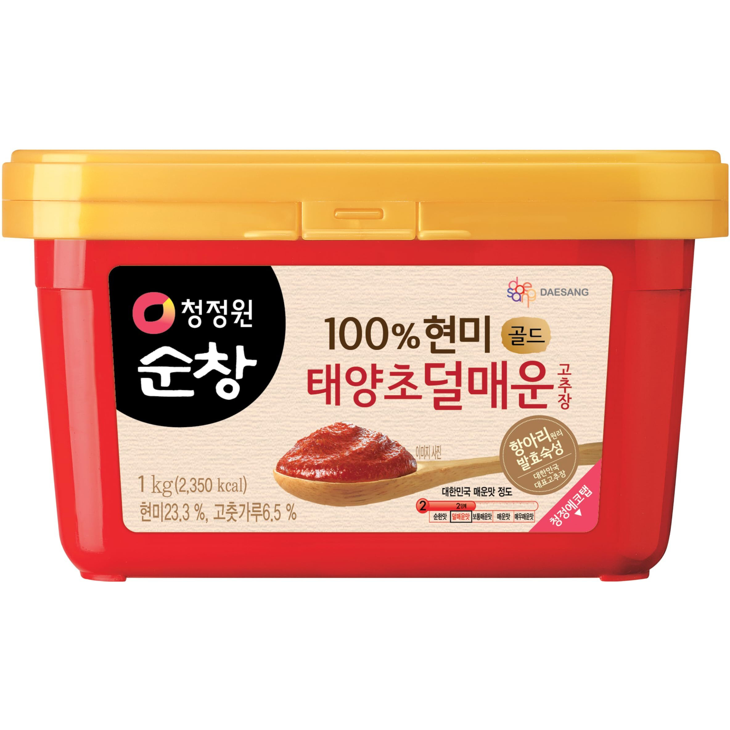 Chung Jung One O'Food Mild Gochujang 2.2Lb, Korean Red Chili Pepper Paste, Spicy, Sweet And Savory Sauce, Traditional Fermented Condiment, 100% Brown Rice