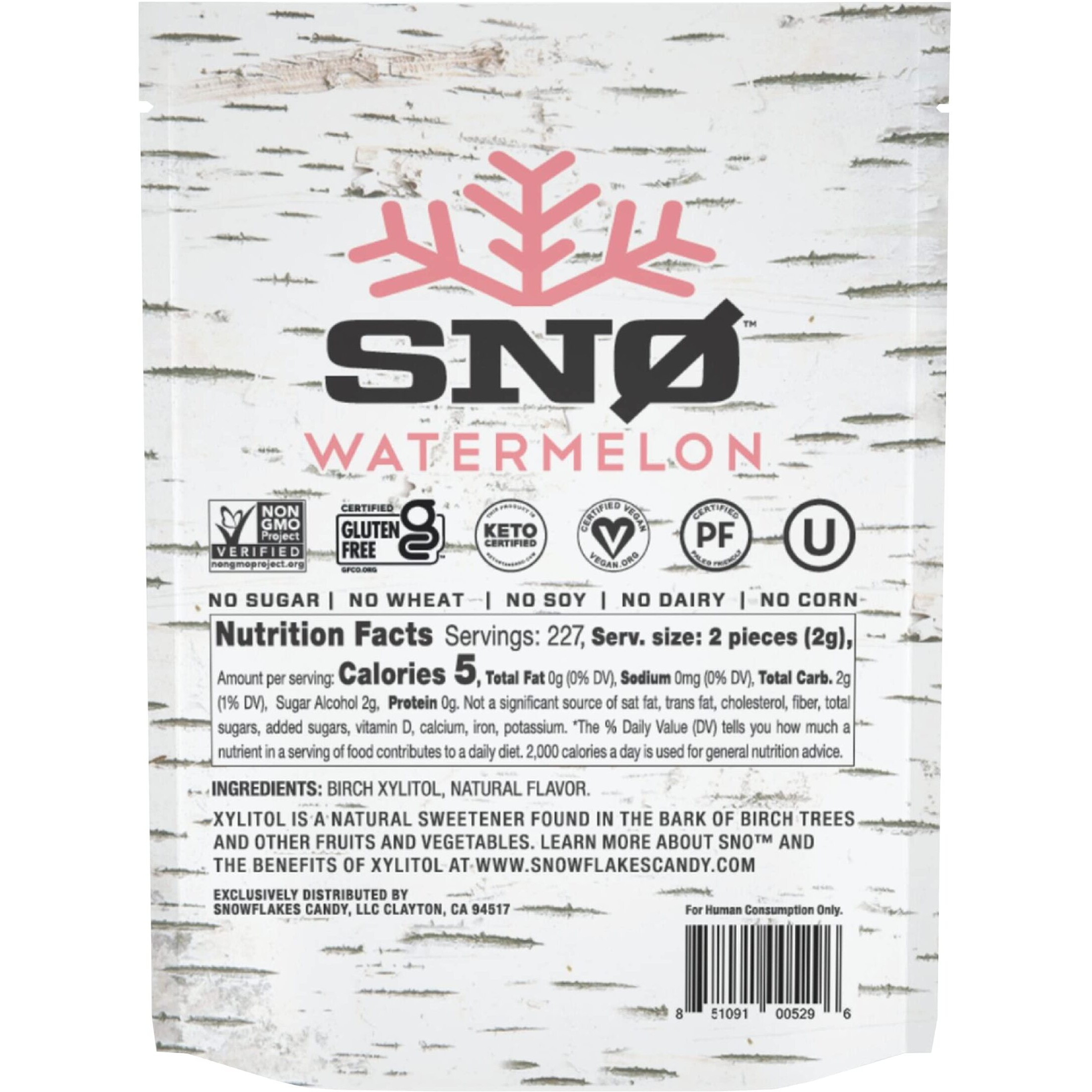 Watermelon Keto Xylitol Candy Chips - Sn 1Lb Bag - Sugar-Free Candy With Only 2 Ingredients | Low Carbs, Diabetic-Friendly, Non-Gmo, Vegan, Gf & Kosher | Purest Candy In The World