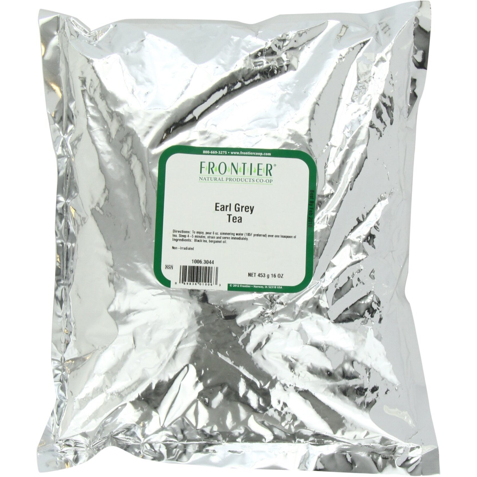 Frontier Co-Op Earl Grey Black Tea, 1-Pound Bulk Bag, Smoky Tea Flavor With Bergamot Oil, Great With Citrus, Kosher