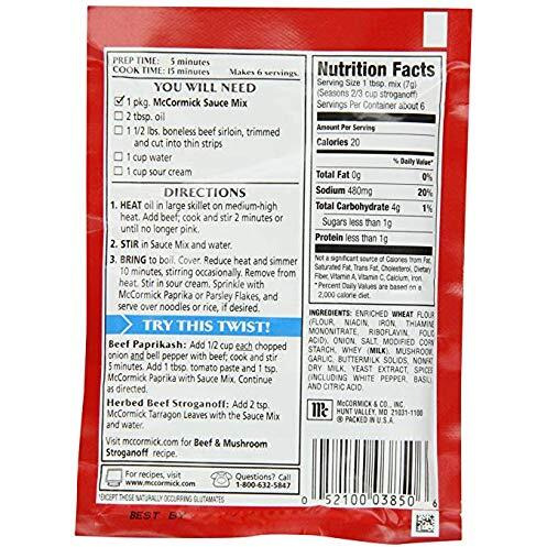 Mccormick Beef Stroganoff Sauce Mix (1.5 Oz Packets) 4 Pack