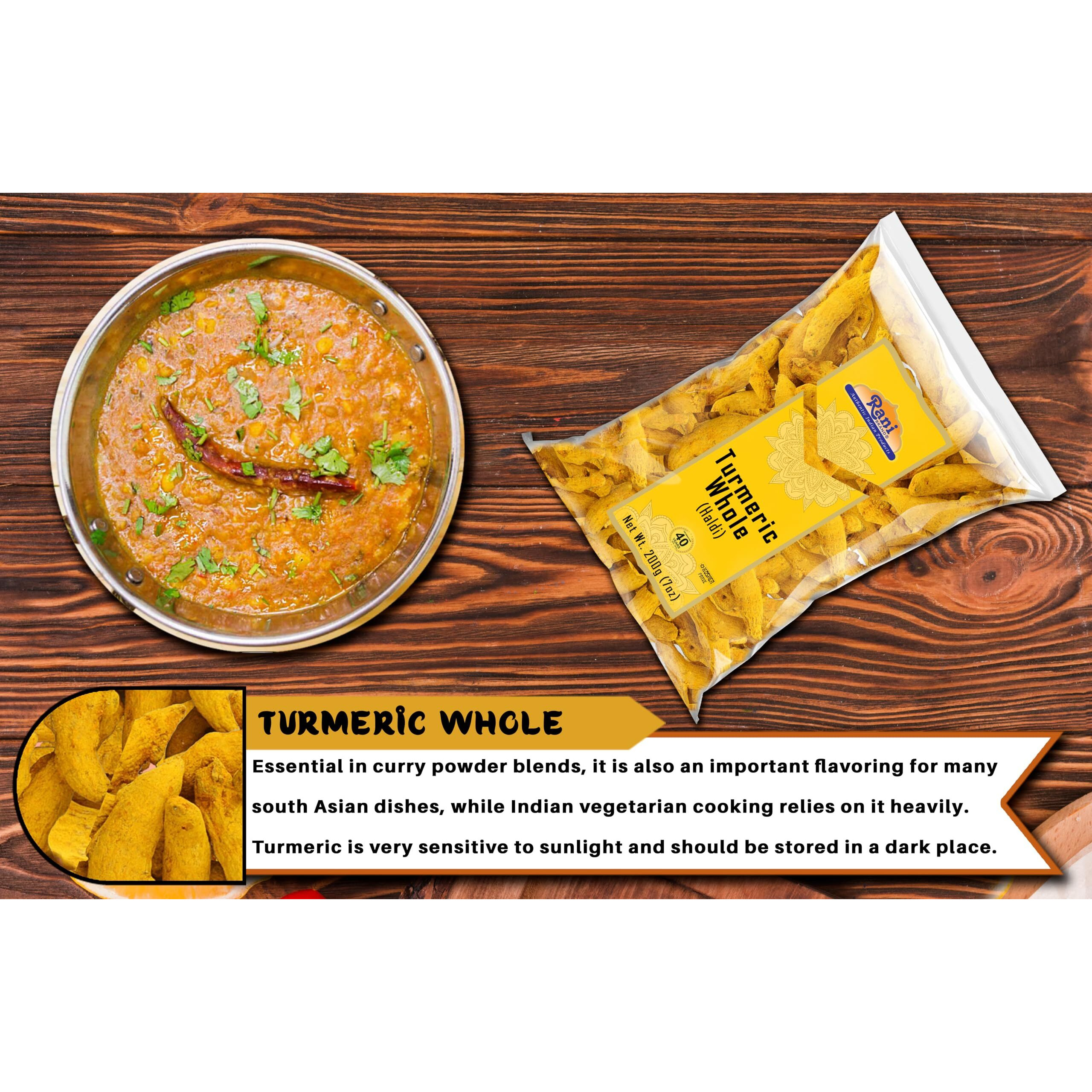 Rani Turmeric (Haldi) Root Whole Spice, Dried 7Oz (200G) ~ All Natural | 100% Pure | Vegan | Gluten Friendly | Non-Gmo | Kosher | Indian Origin