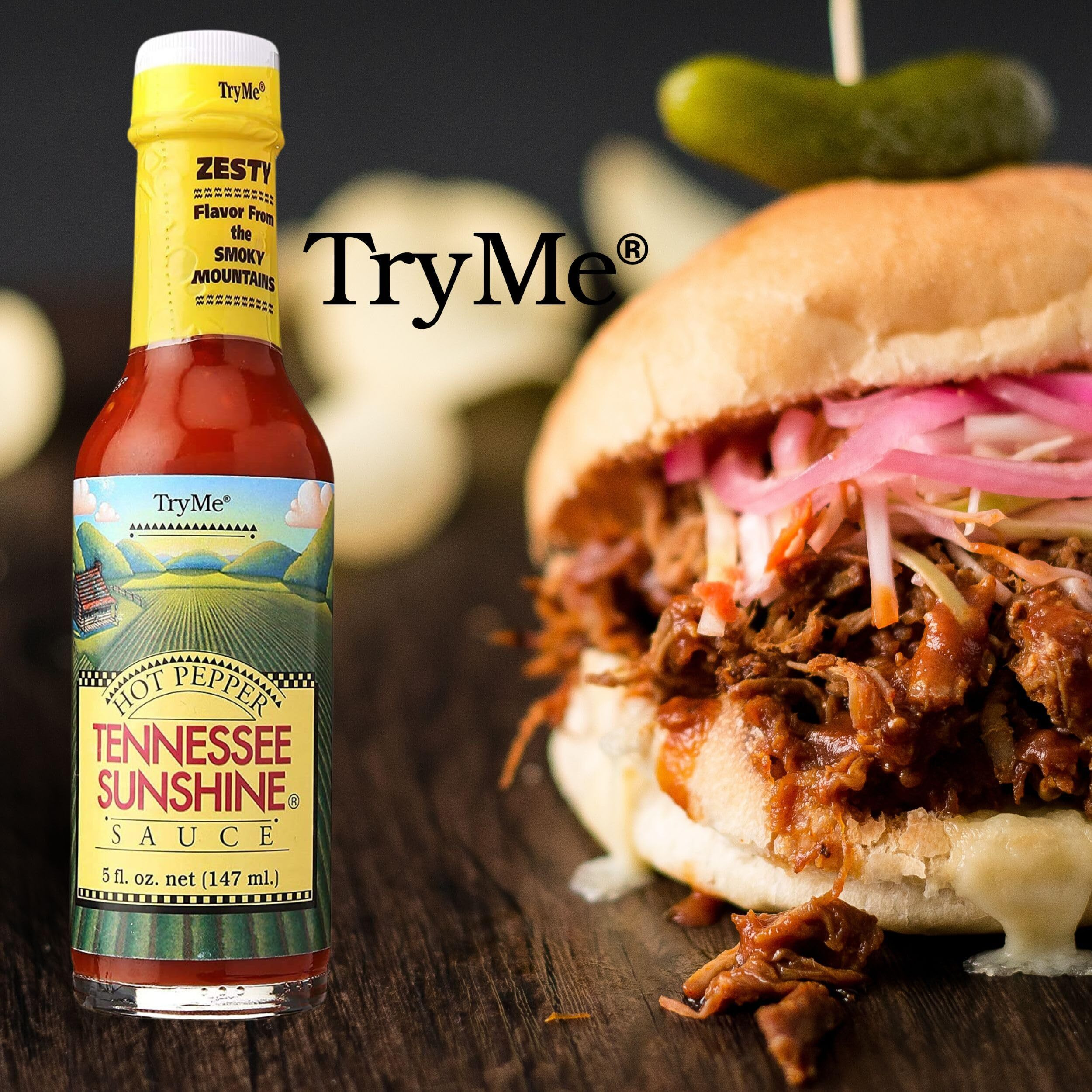 Try Me Tennesse Sunshine Hot Pepper Sauce, 5Oz Bottle (Pack Of 6)