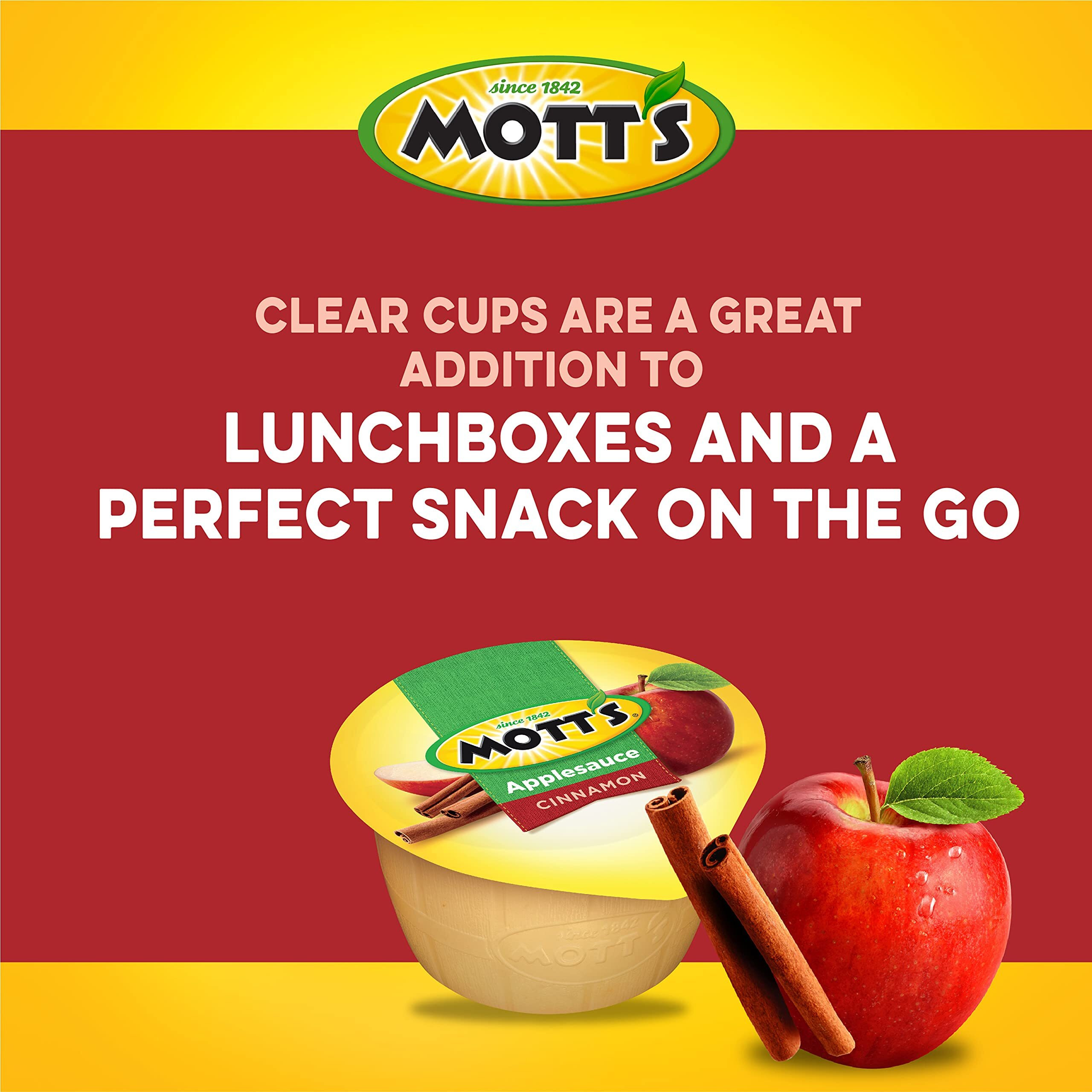 Mott's Cinnamon Applesauce, 4 Oz Cups, 72 Count (12 Packs Of 6), No Artificial Flavors, Good Source Of Vitamin C, Nutritious Option For The Whole Family