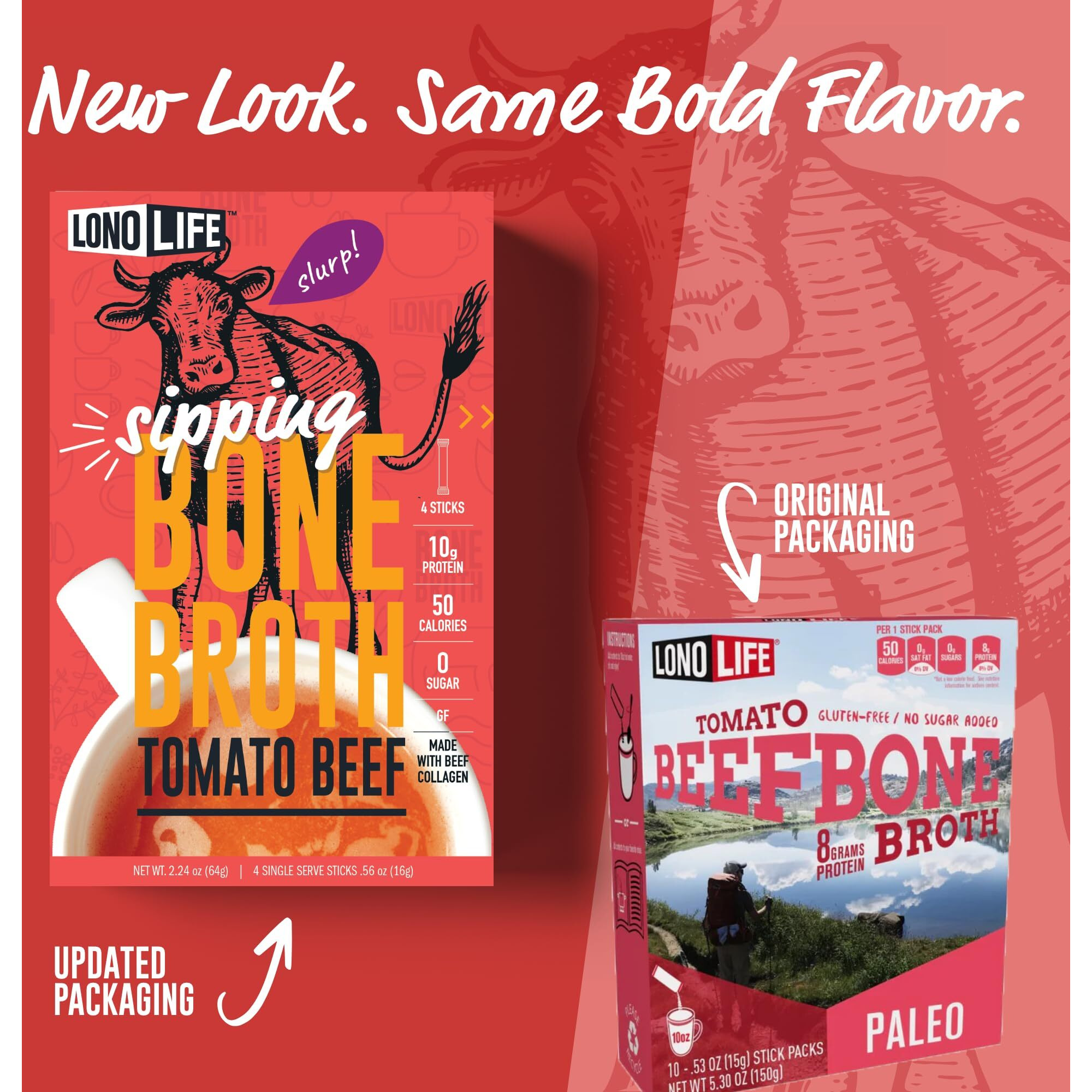 Lonolife Tomato Beef Bone Broth Powder Mix | Grass-Fed, 10G Protein | Collagen-Rich, Keto & Paleo Friendly | Natural Ingredients | 8Oz Bulk Container (15 Servings)