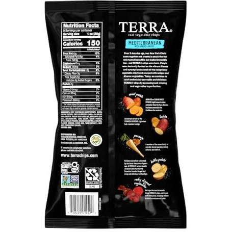 Terra Vegetable Chips, Mediterranean Garlic & Herbs Real Vegetable Chips, 5 Oz (Pack Of 6)