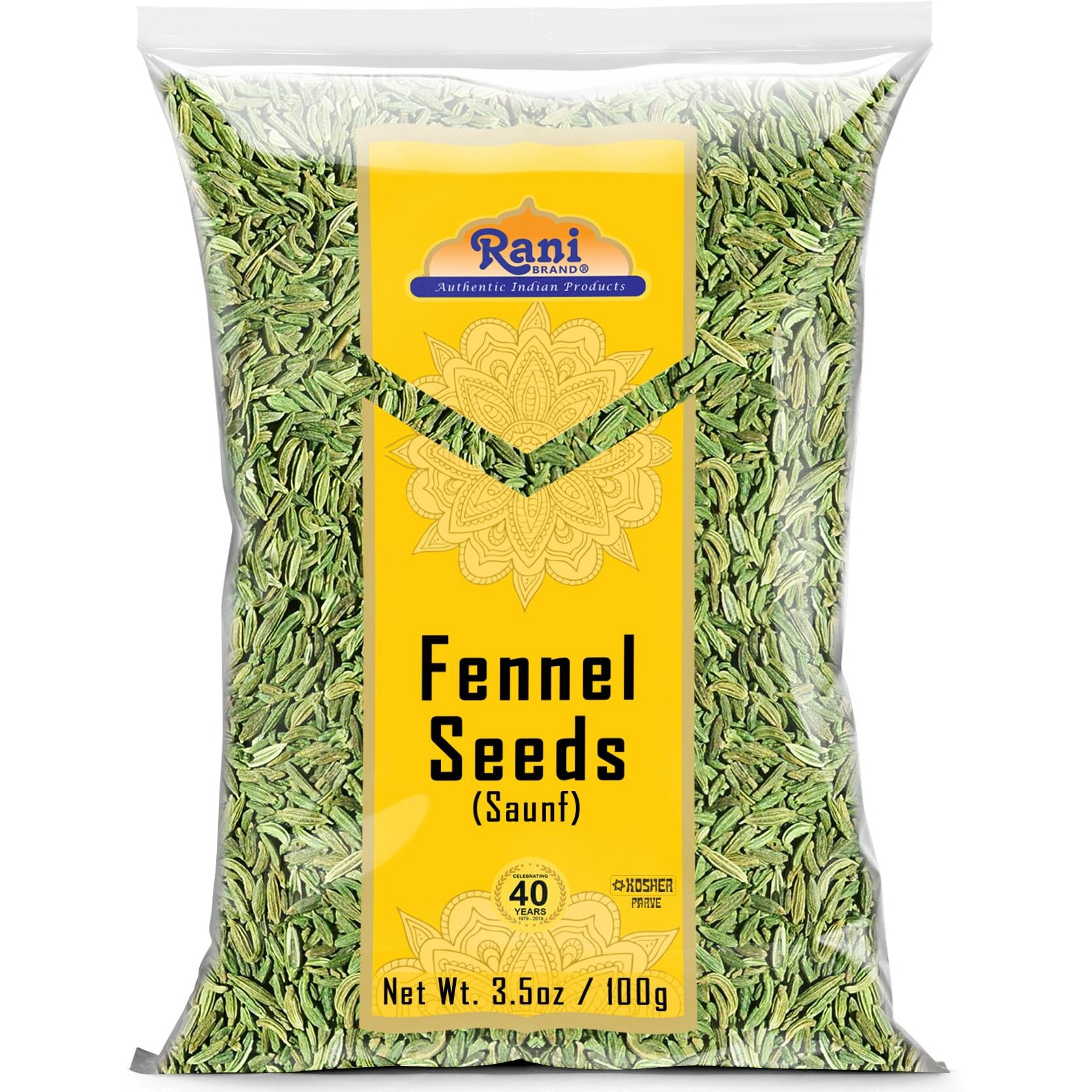 Rani Fennel Seeds (Saunf Sabut) Whole Spice 3.5Oz (100G) ~ All Natural | Gluten Friendly | Non-Gmo | Kosher | Vegan | Indian Origin