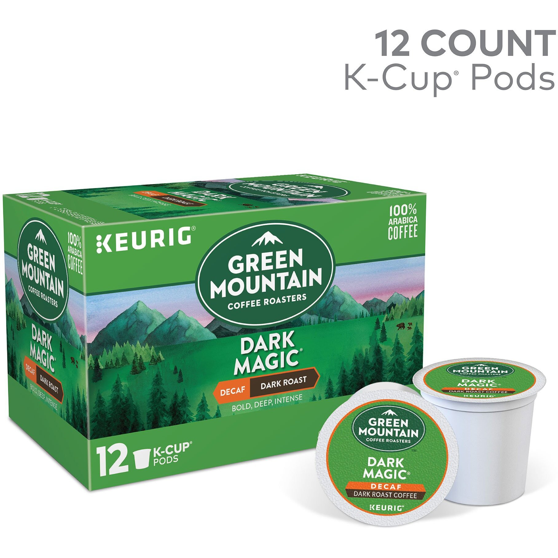 Green Mountain Coffee Dark Magic Decaf Keurig K-Cups Coffee, 12 Count