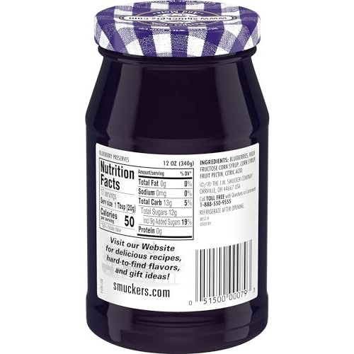 Smucker's Blueberry Preserves, 12 Ounce (Pack Of 6)