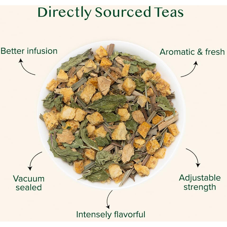 Vahdam, Citrus Ginger Herbal Tea Tisane (50 Cups, 3.53 Oz) Gluten Free, Non Gmo | Ginger, Lemongrass, Orange Peels, Mint | Herbal Tea Loose Leaf | Vacuum Sealed Pack