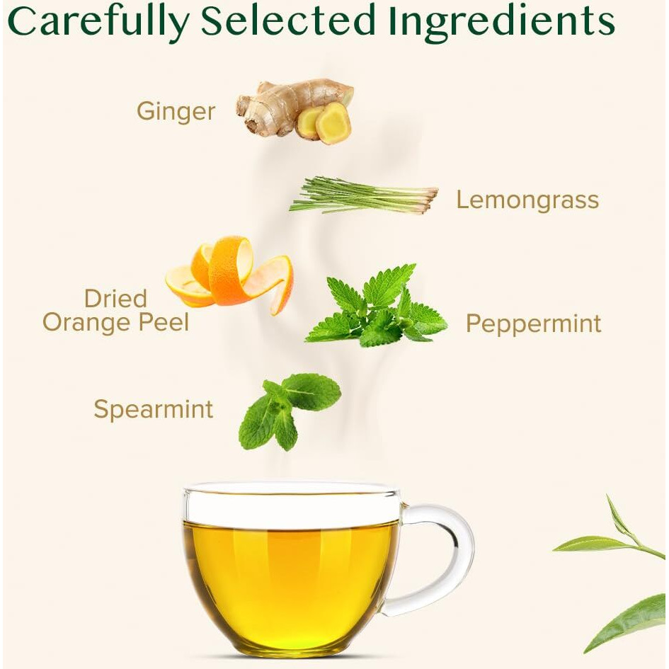 Vahdam, Citrus Ginger Herbal Tea Tisane (50 Cups, 3.53 Oz) Gluten Free, Non Gmo | Ginger, Lemongrass, Orange Peels, Mint | Herbal Tea Loose Leaf | Vacuum Sealed Pack