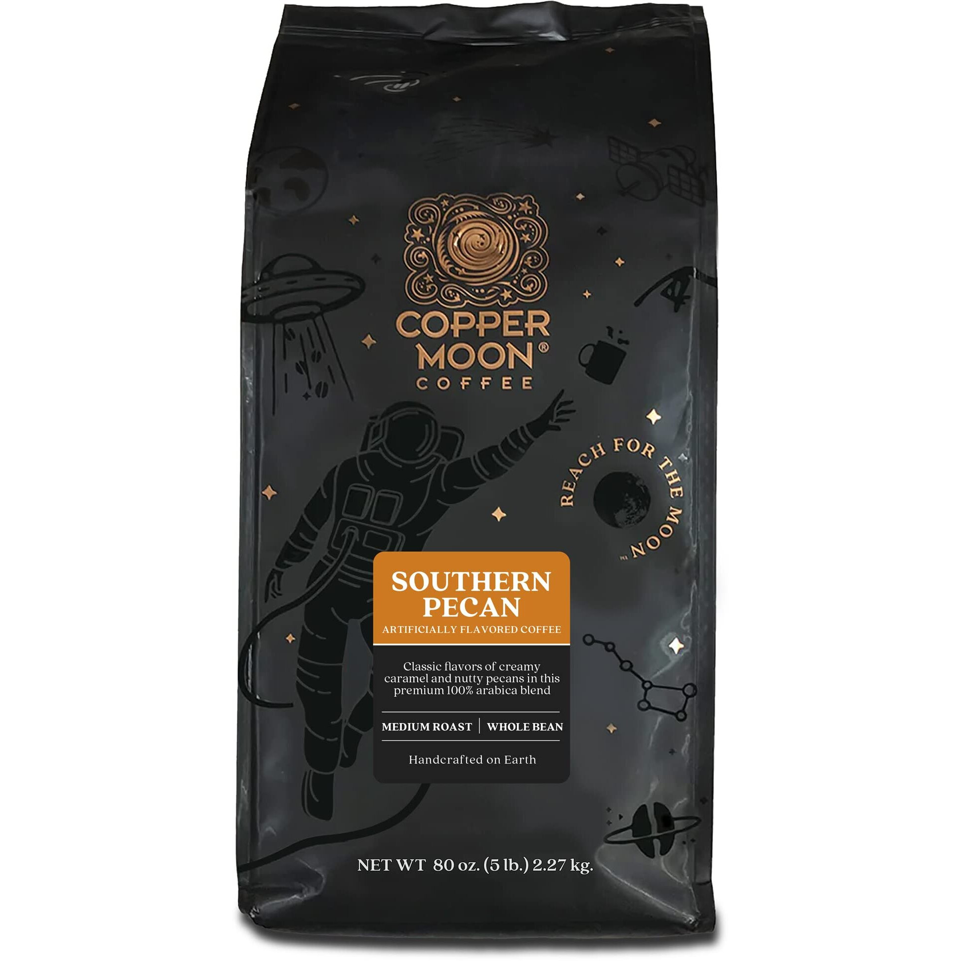 Copper Moon Medium Roast Whole Bean Coffee, Southern Pecan Blend, 5 Lb