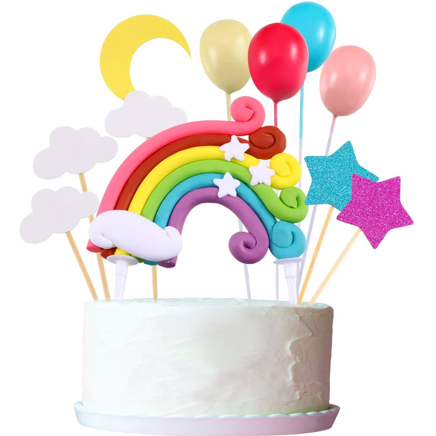 15 Pieces Rainbow Cake Decorations Rainbow Cake Toppers For Birthday Decorations Wedding Party Favors Supplies