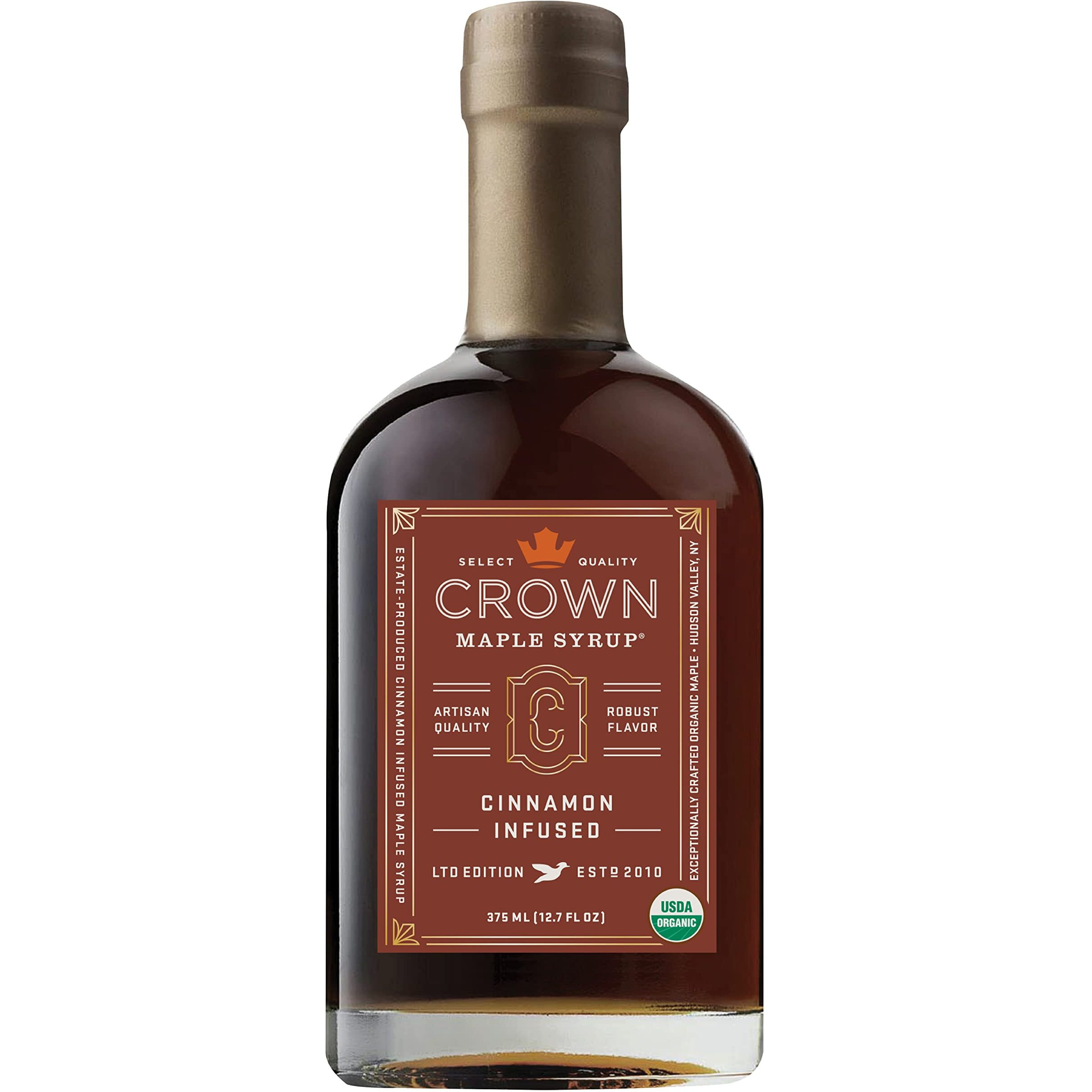 Crown Maple Cinnamon Infused Maple Syrup, 12.7 Fl Oz, Pancakes, Flavor Cocktails, Sticky Buns, Waffles, Certified Organic
