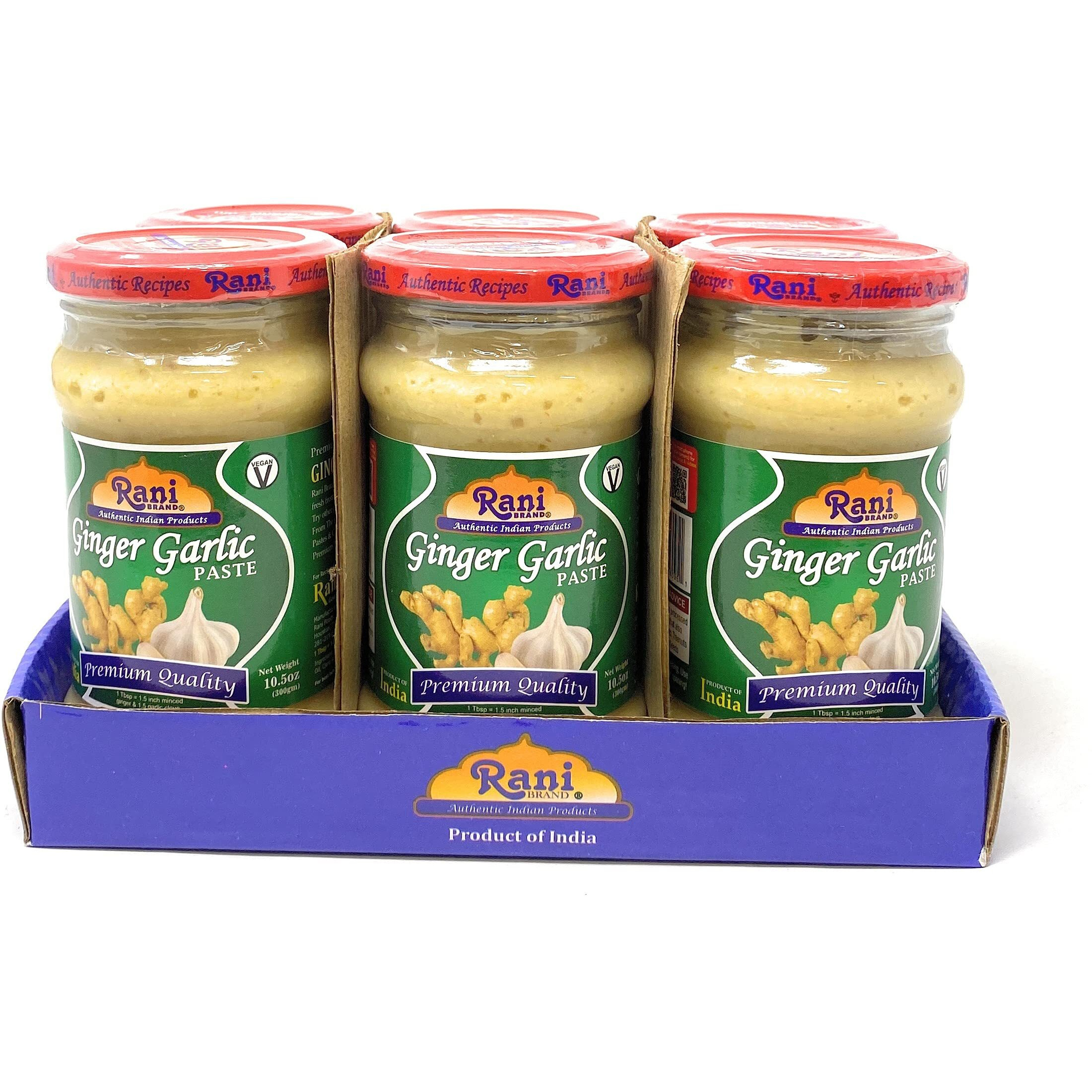 Rani Ginger Garlic Cooking Paste 10.58Oz (300G) Glass Jar, Pack Of 5+1 Free ~ Vegan | Gluten Free | Non-Gmo | No Colors | Indian Origin