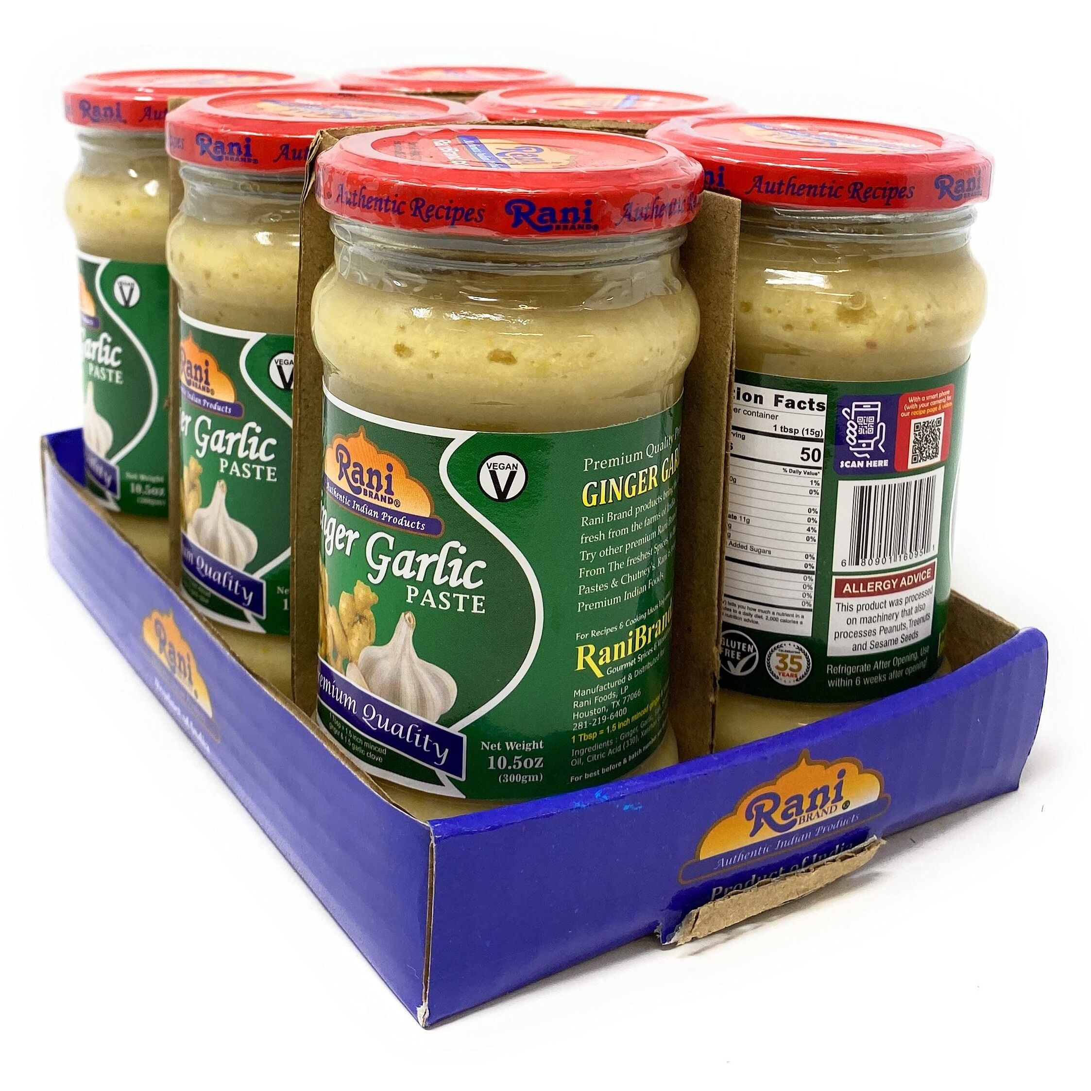 Rani Ginger Garlic Cooking Paste 10.58Oz (300G) Glass Jar, Pack Of 5+1 Free ~ Vegan | Gluten Free | Non-Gmo | No Colors | Indian Origin