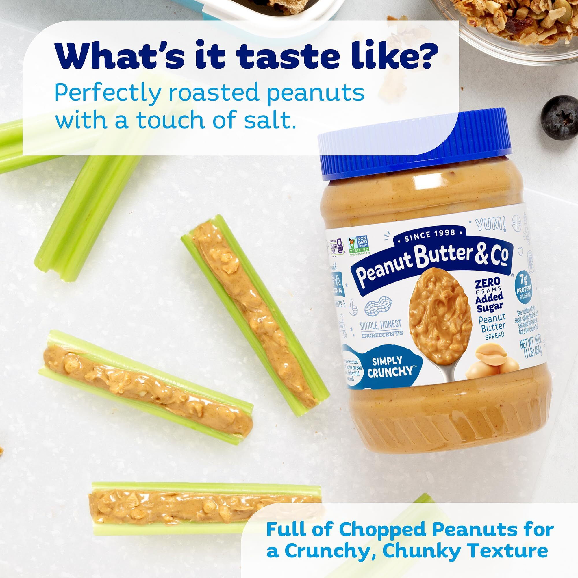 Peanut Butter & Co. Simply Crunchy No Sugar Added Peanut Butter, Non-Gmo Project Verified, Gluten Free, Vegan, 16 Oz (Pack Of 6)