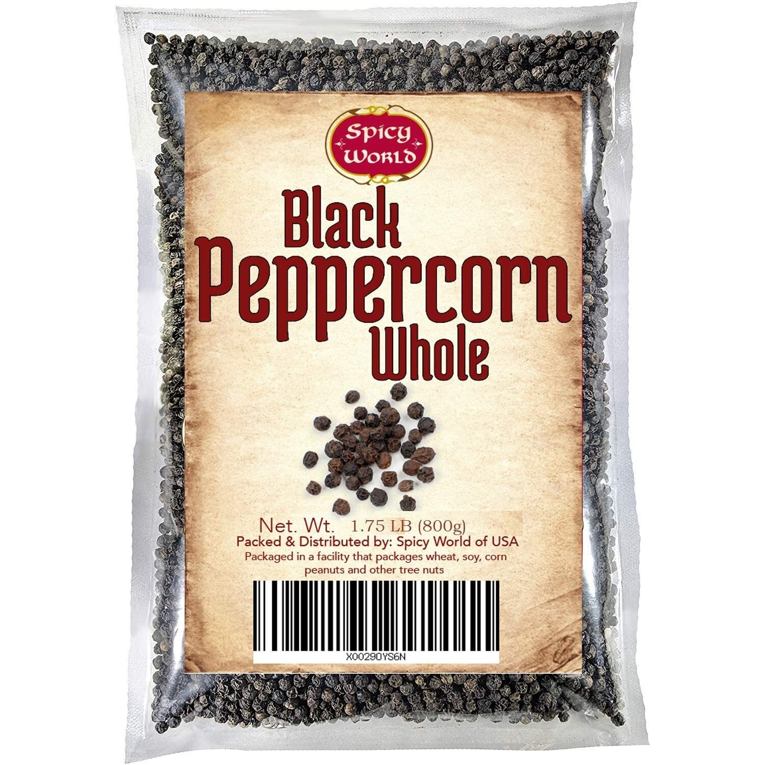 Spicy World Whole Black Peppercorns 1.75 Pound Bag - Steam Sterilized- Non-Gmo Black Pepper - Peppercorns For Grinder Refill