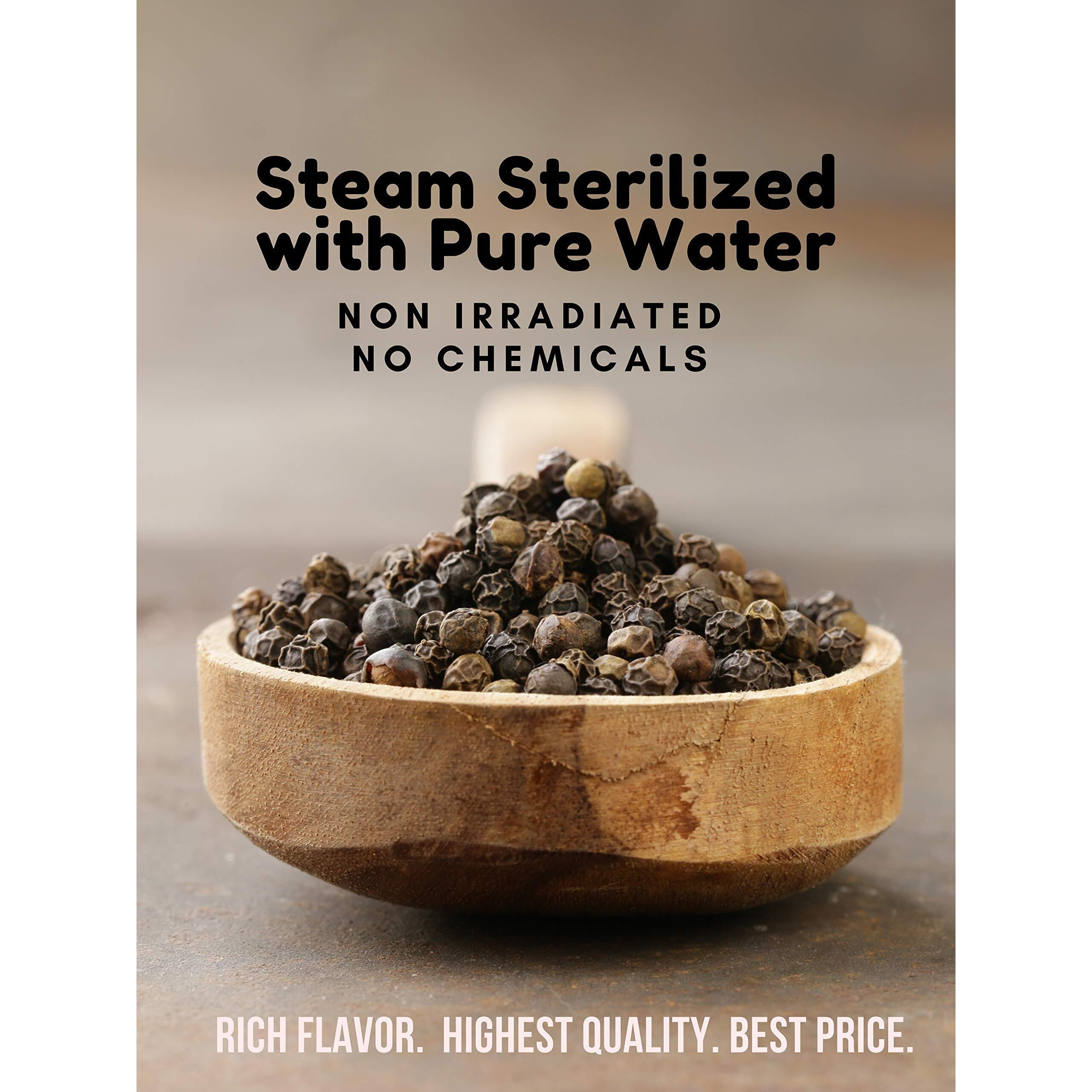 Spicy World Whole Black Peppercorns 1.75 Pound Bag - Steam Sterilized- Non-Gmo Black Pepper - Peppercorns For Grinder Refill