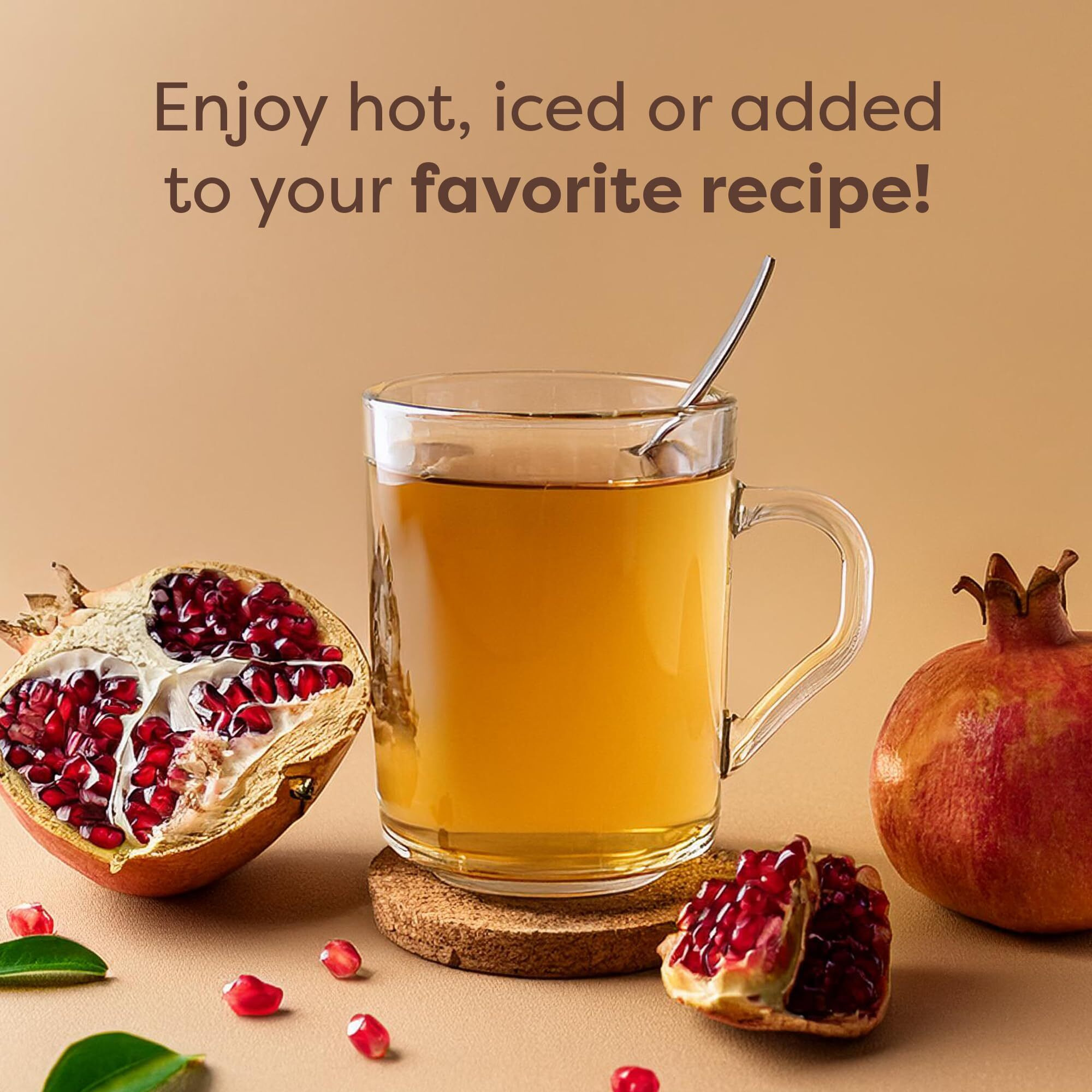 Waka Instant Green Tea Mix, Pomegranate Flavored - 100% Tea Leaves, No Additives, Unsweetened Tea Powder In Bulk Pouch - Easy Quick Hot And Iced Teas, Up To 200 Cups (4.5Oz)