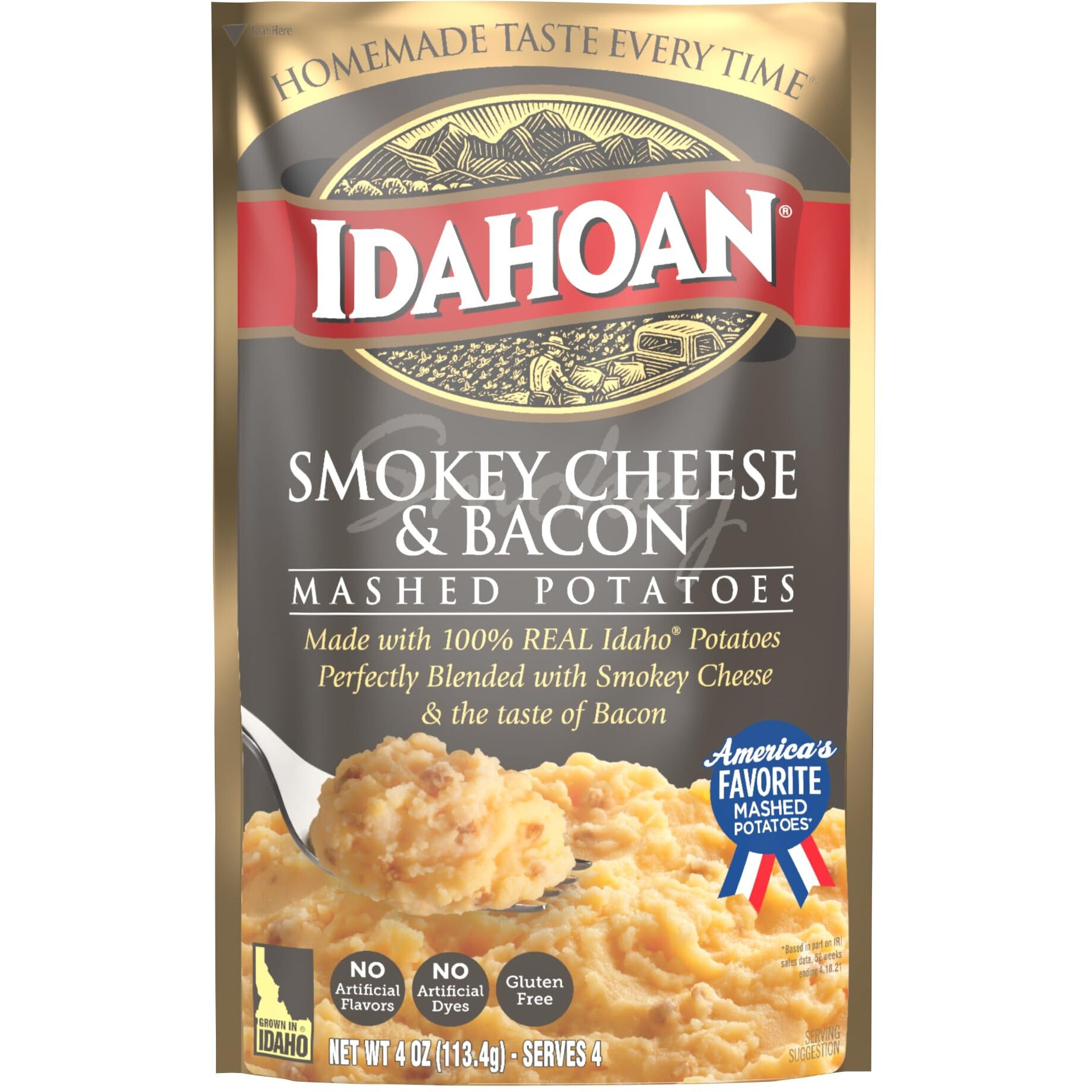Idahoan Smokey Cheese & Bacon Mashed Potatoes, 4 Oz (Pack Of 12)
