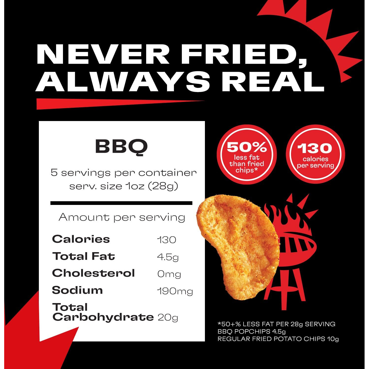 Popchips Potato Chips, Bbq, 4Ct 5.0Oz Share Bags, Low-Calorie And Gluten Free, Salty Snacks For Adults And Children, Non-Gmo, Vegan & Kosher Friendly, 130 Calories Per Serving
