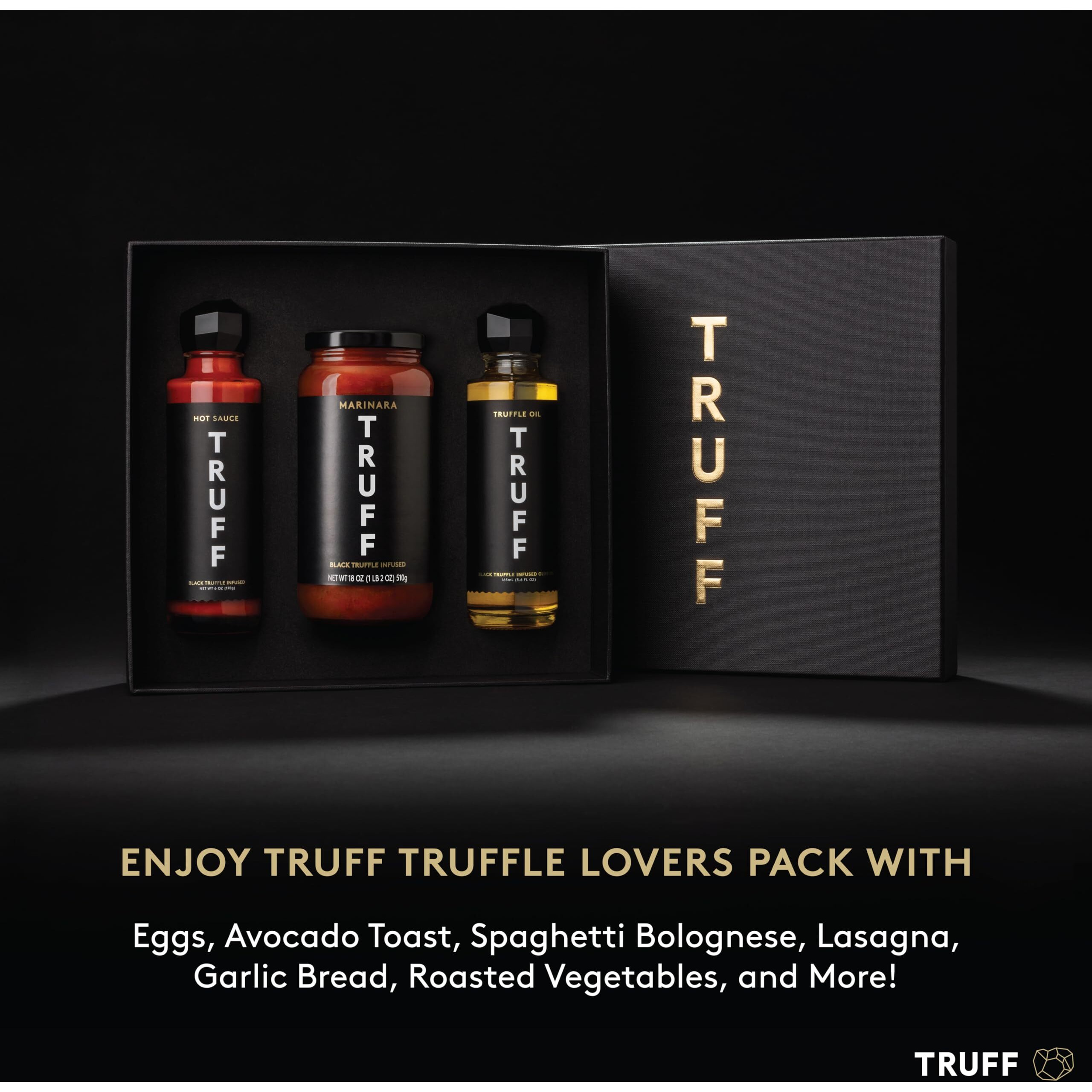 Truff Truffle Lovers Pack - Truff Hot Sauce, Truff Oil, And Truff Black Truffle Pomodoro Pasta Sauce - Truffle Hot Sauce Gift Pack Of 3 Bottles