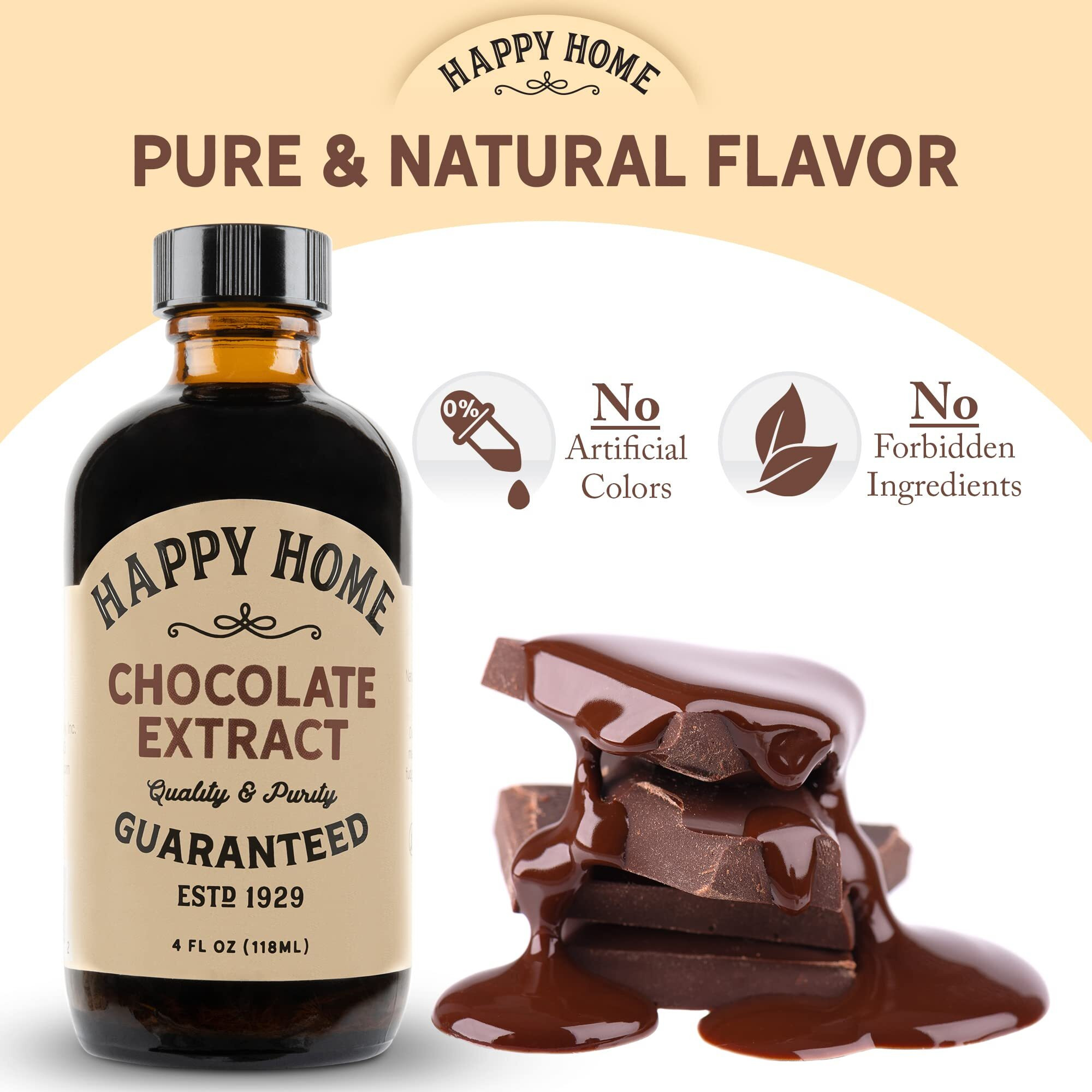 Happy Home Premium Natural Chocolate Flavor - Certified Kosher, 4 Oz.
