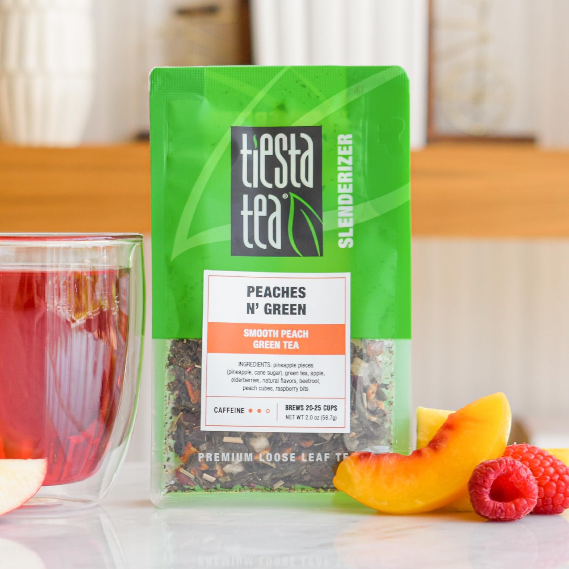Tiesta Tea - Peaches N Green | Smooth Peach Green Tea | Premium Loose Leaf Tea Blend | Medium Caffeinated Green Tea | Make Hot Or Iced Tea & Brews Up To 25 Cups - 1.5 Ounce Resealable Pouch